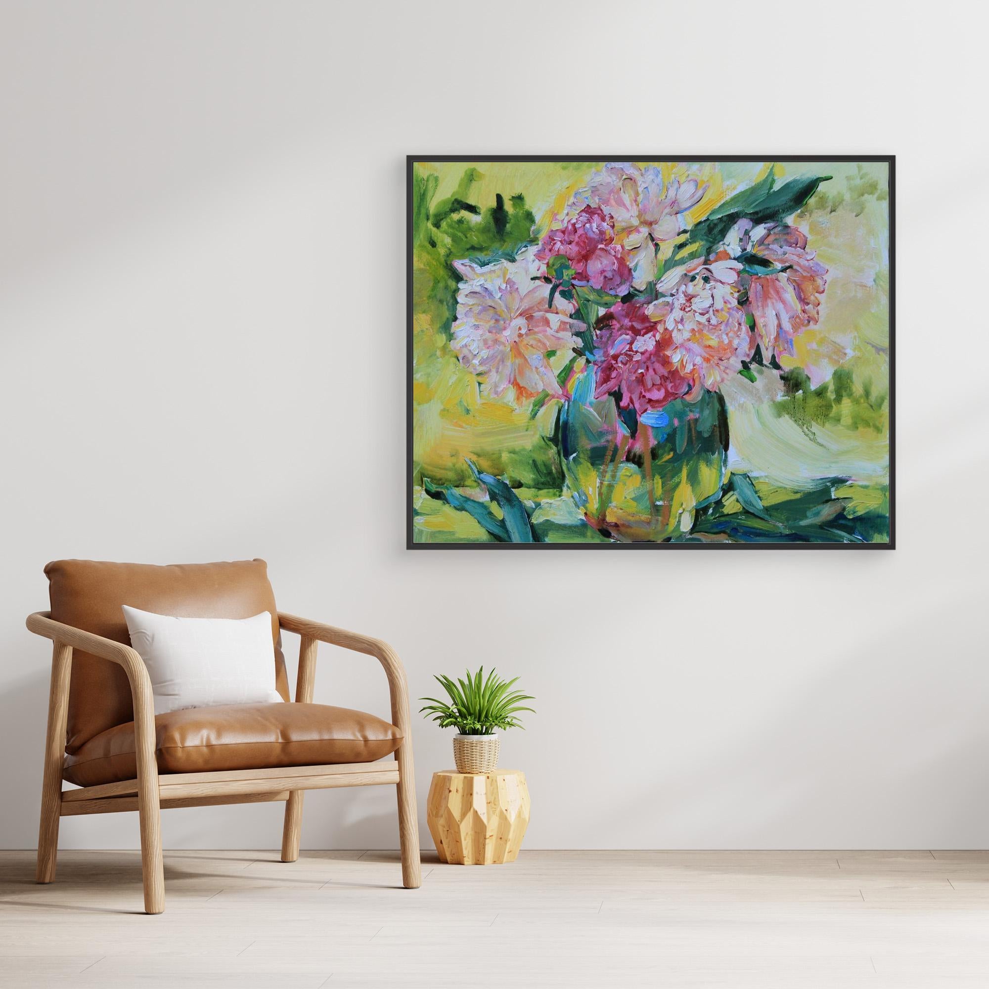 Peonies in a vase by Andrii Kutsachenkov Canvas