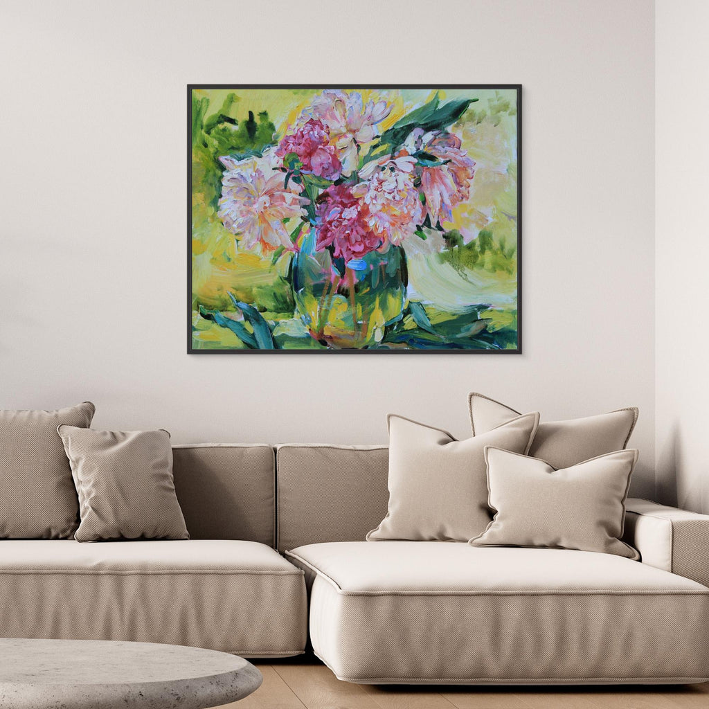 Peonies in a vase by Andrii Kutsachenko Canvas