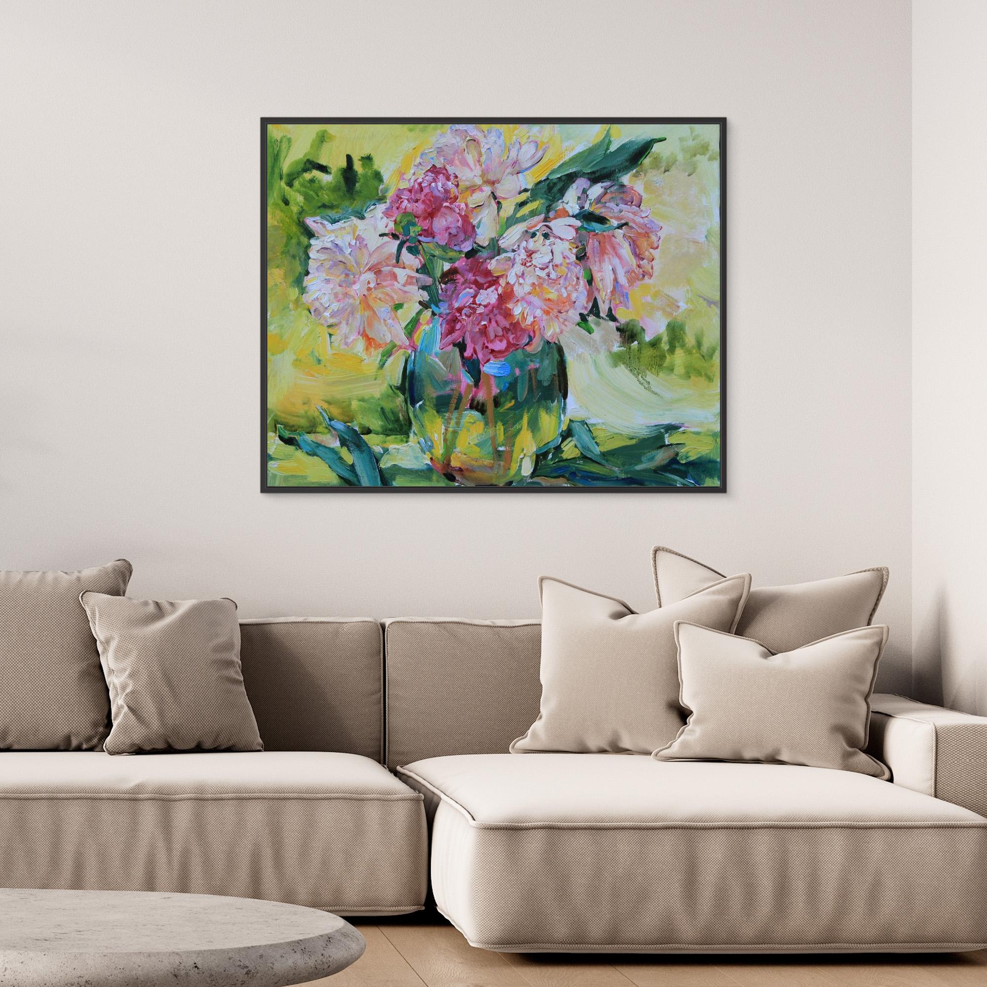 Peonies in a vase by Andrii Kutsachenko Canvas