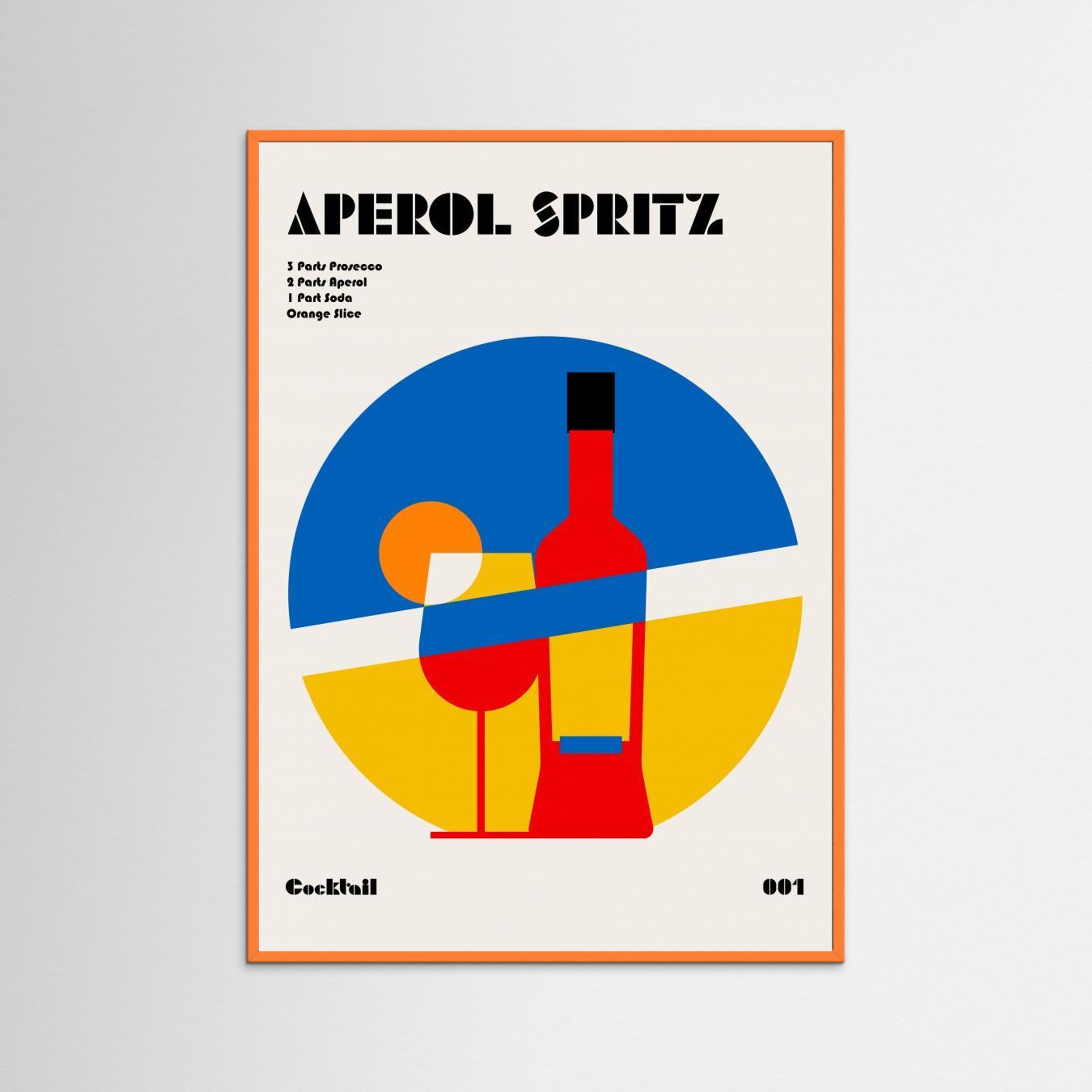 Aperol Spritz Cocktail Bauhaus Art Print by Retrodrome