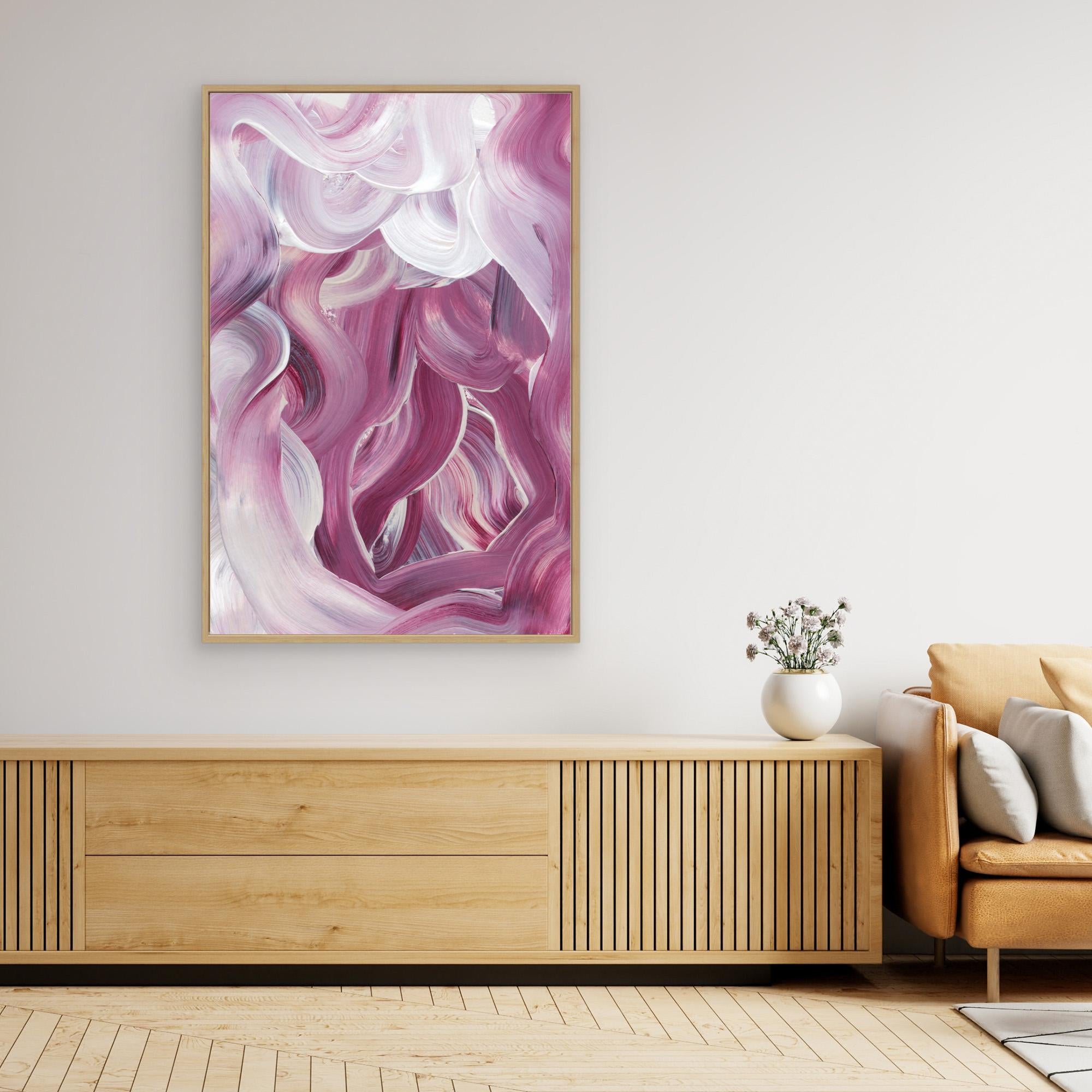 Expressive Pink and White Brushstrokes by Uplusmestudio