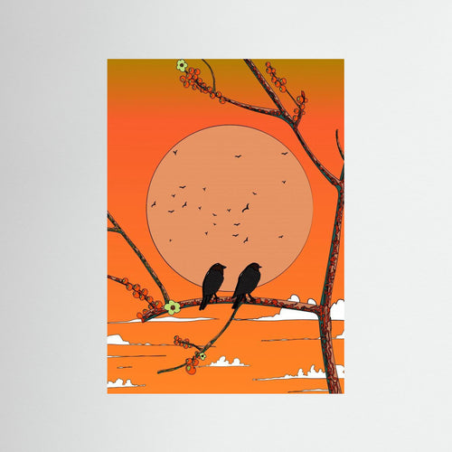 Birds in the sunset by NicholasFine Art Paper 
