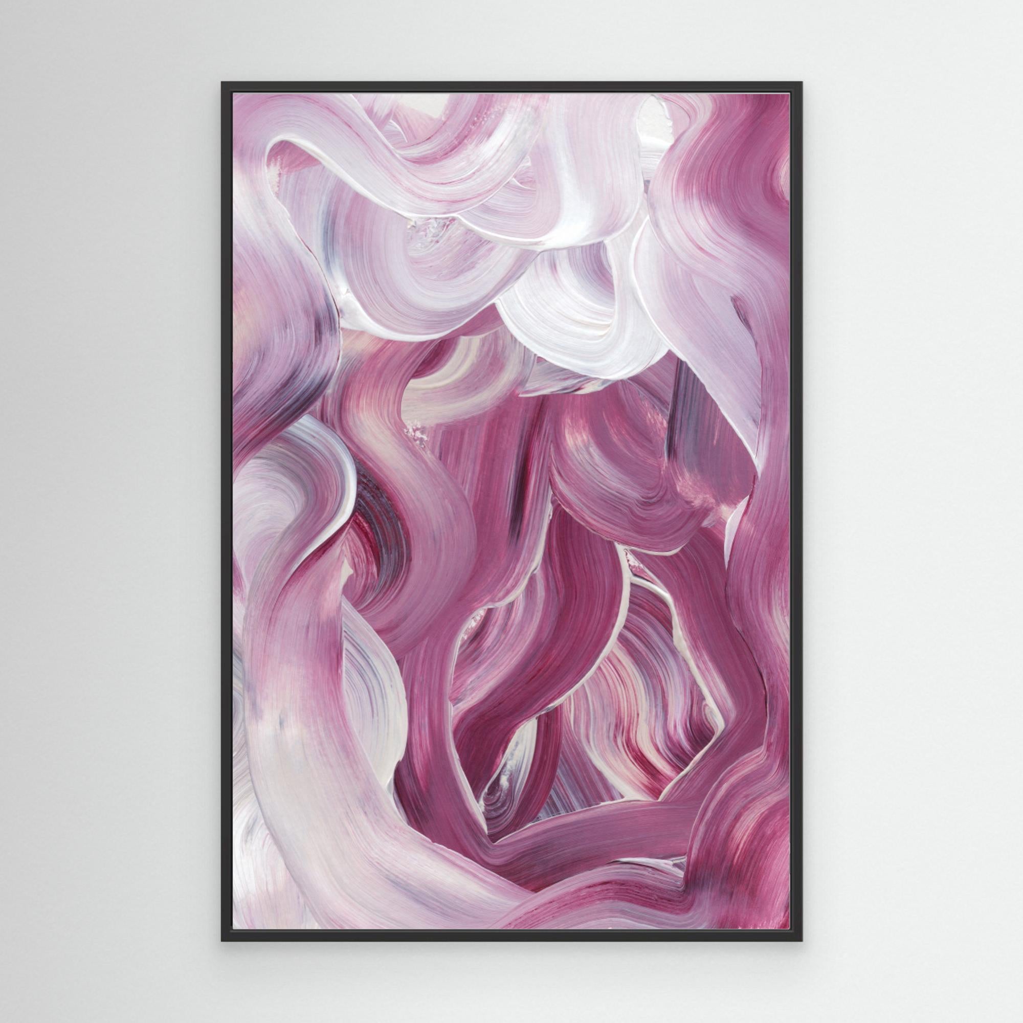 Expressive Pink and White Brushstrokes by Uplus Canvasmestudio