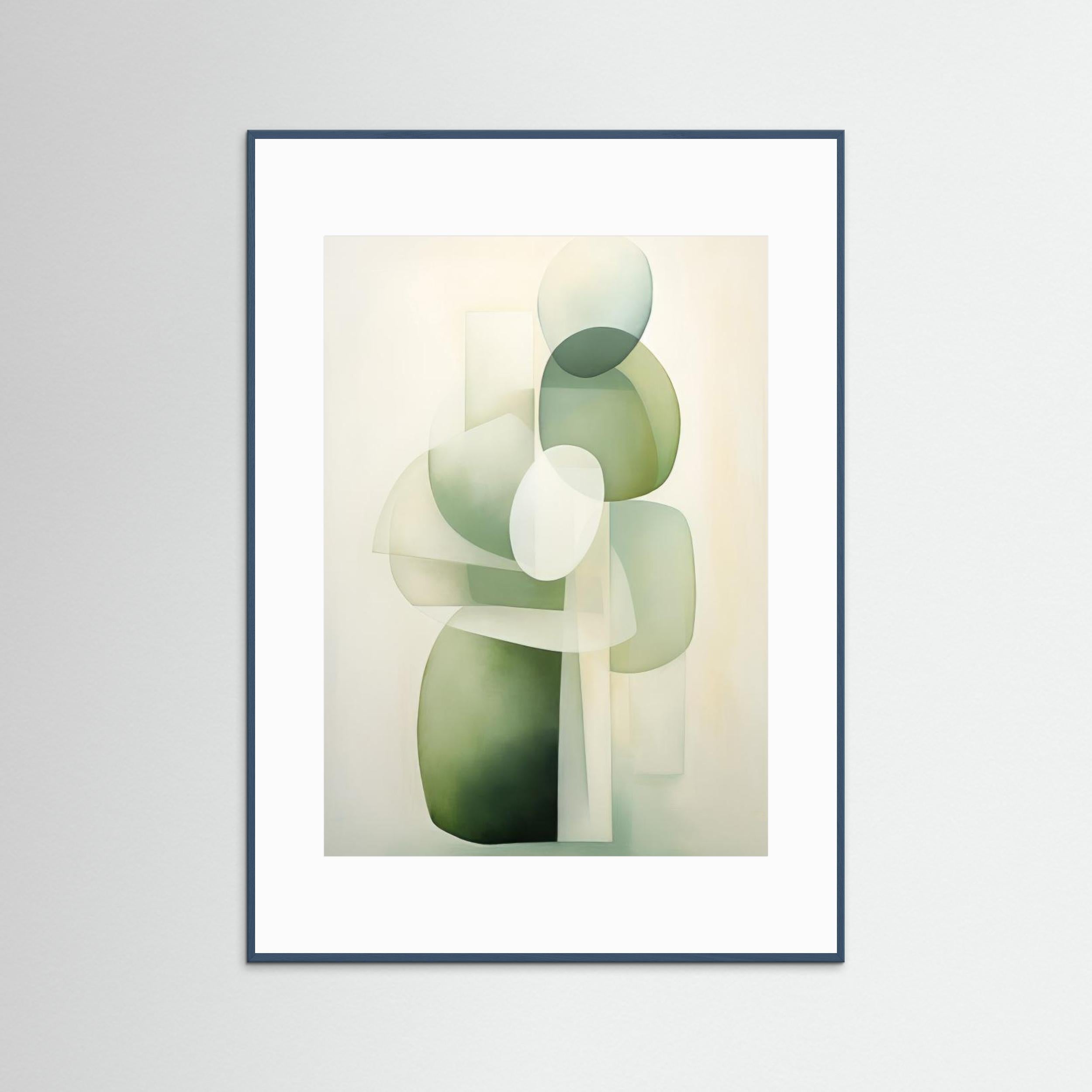 Green Beige Geo 1 by Bilge Paksoylu Fine Art Paper