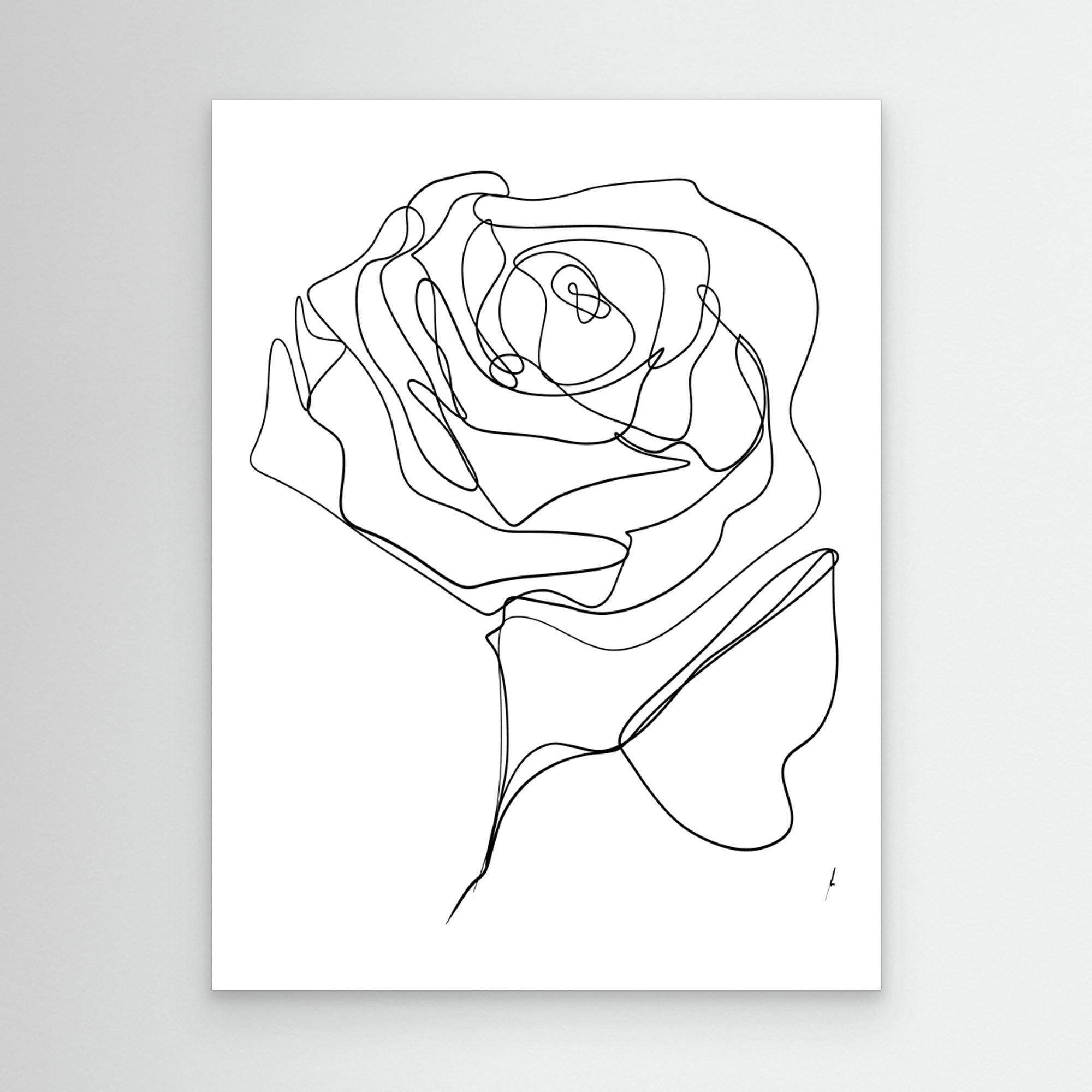 ROSE ONE-LINE DRAWING by Ankie Kooi Canvas