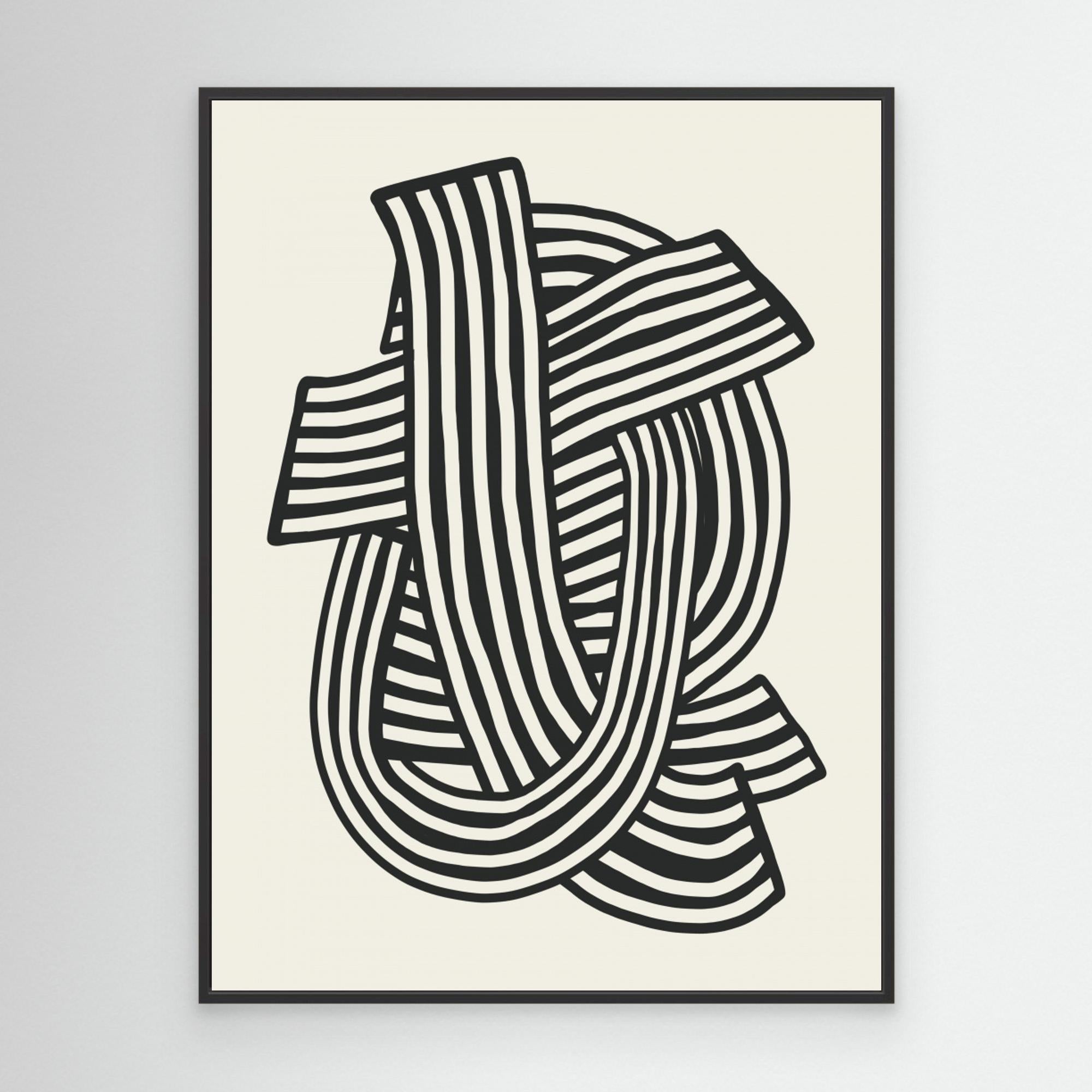 Striped Abstract In Black by Little Dean Canvas