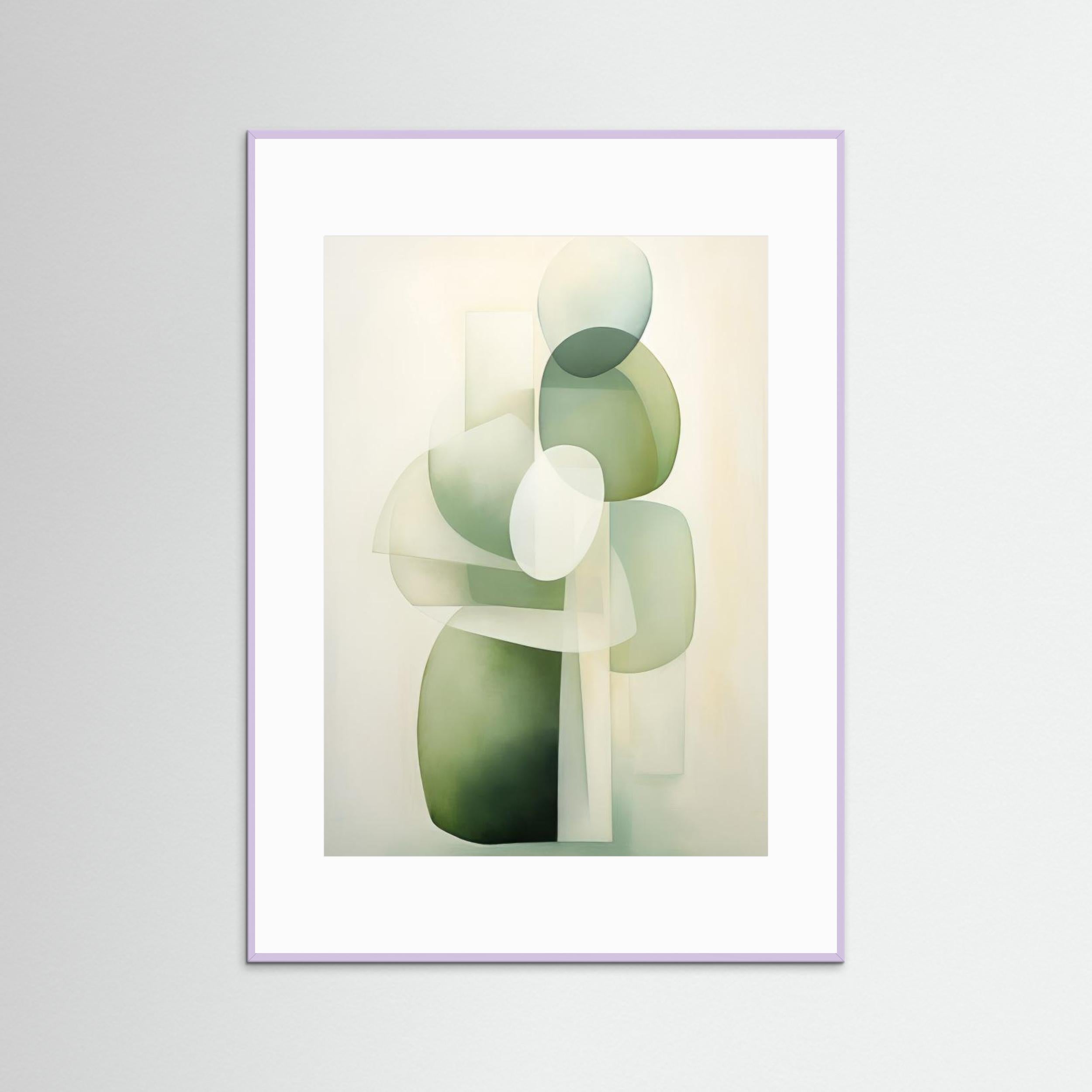 Green Beige Geo 1 by Bilge Paksoylu Fine Art Paper