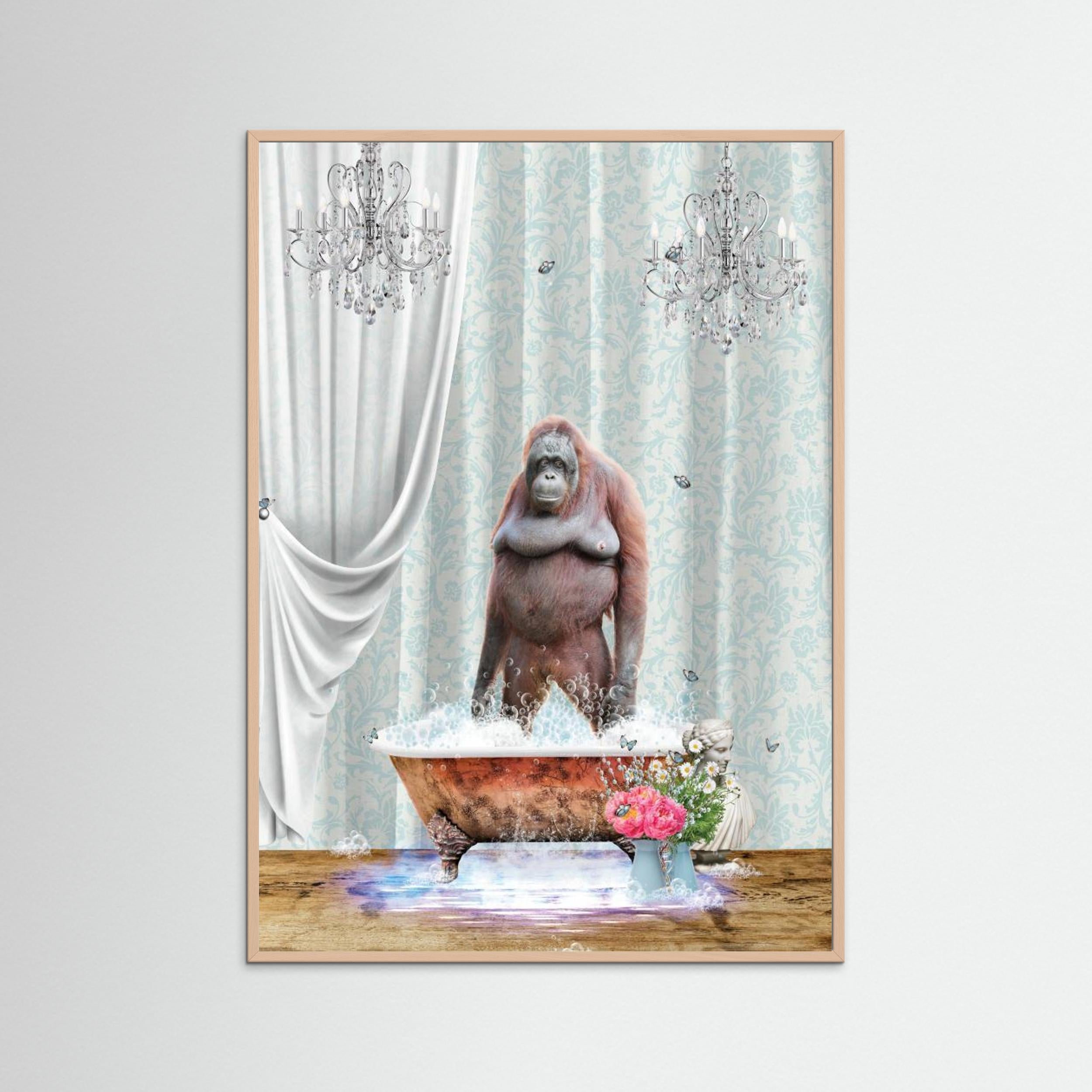 Orangutan &amp; Bubbles by Sue Skellern Fine Art Paper 