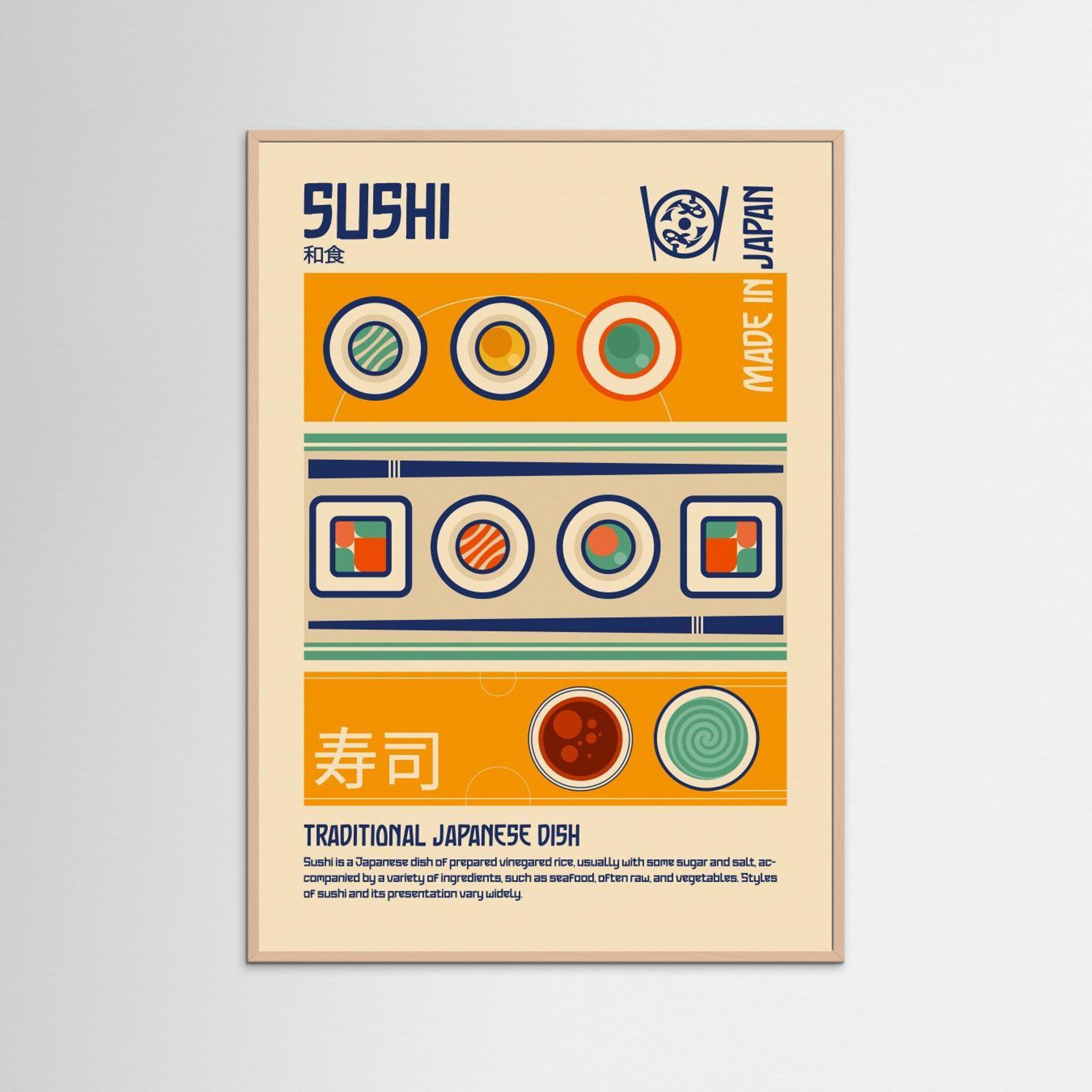 Sushi Japanese Food Print by Retrodrome