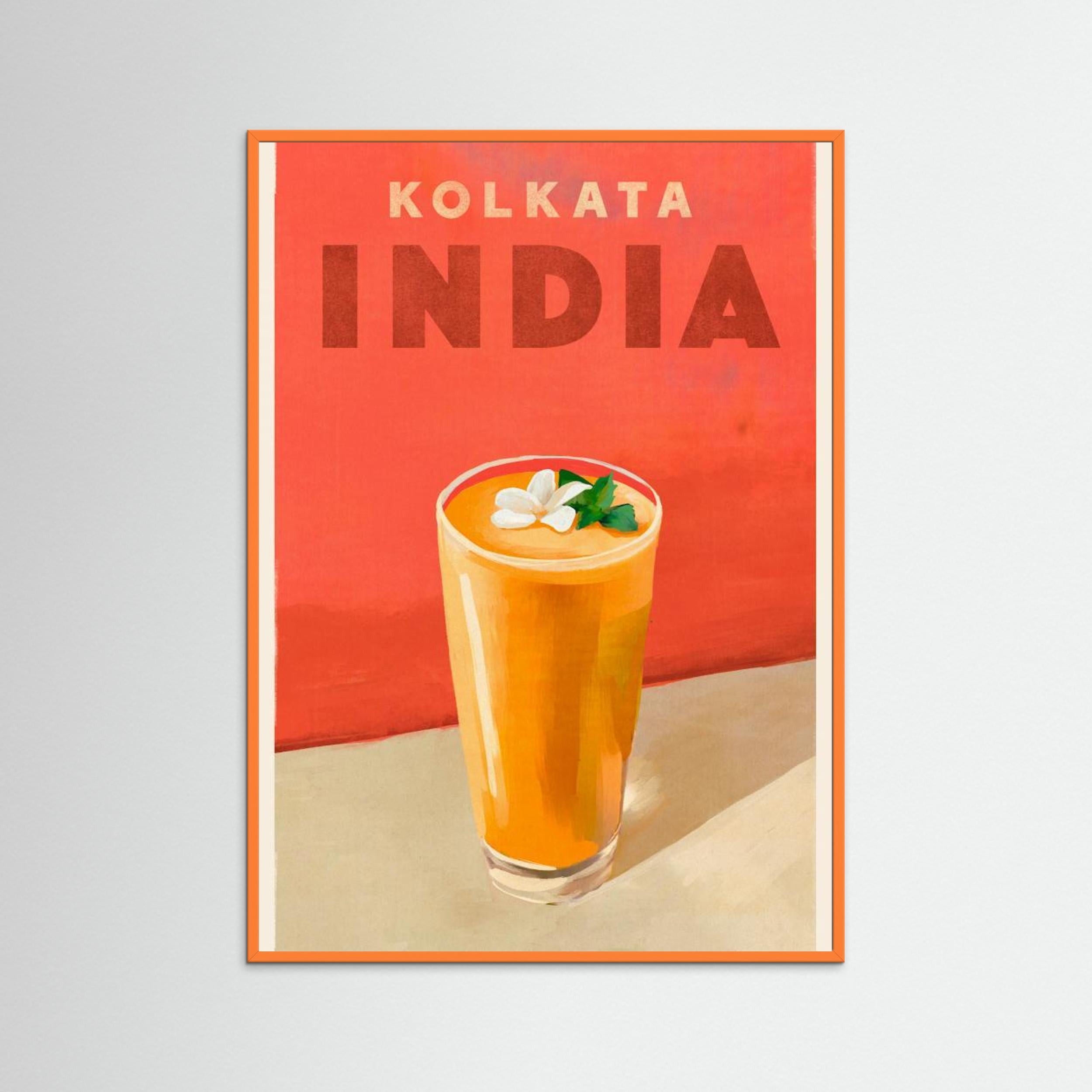 Travel Poster Cocktail Kolkata India by The Whiskey Ginger Fine Art Paper 