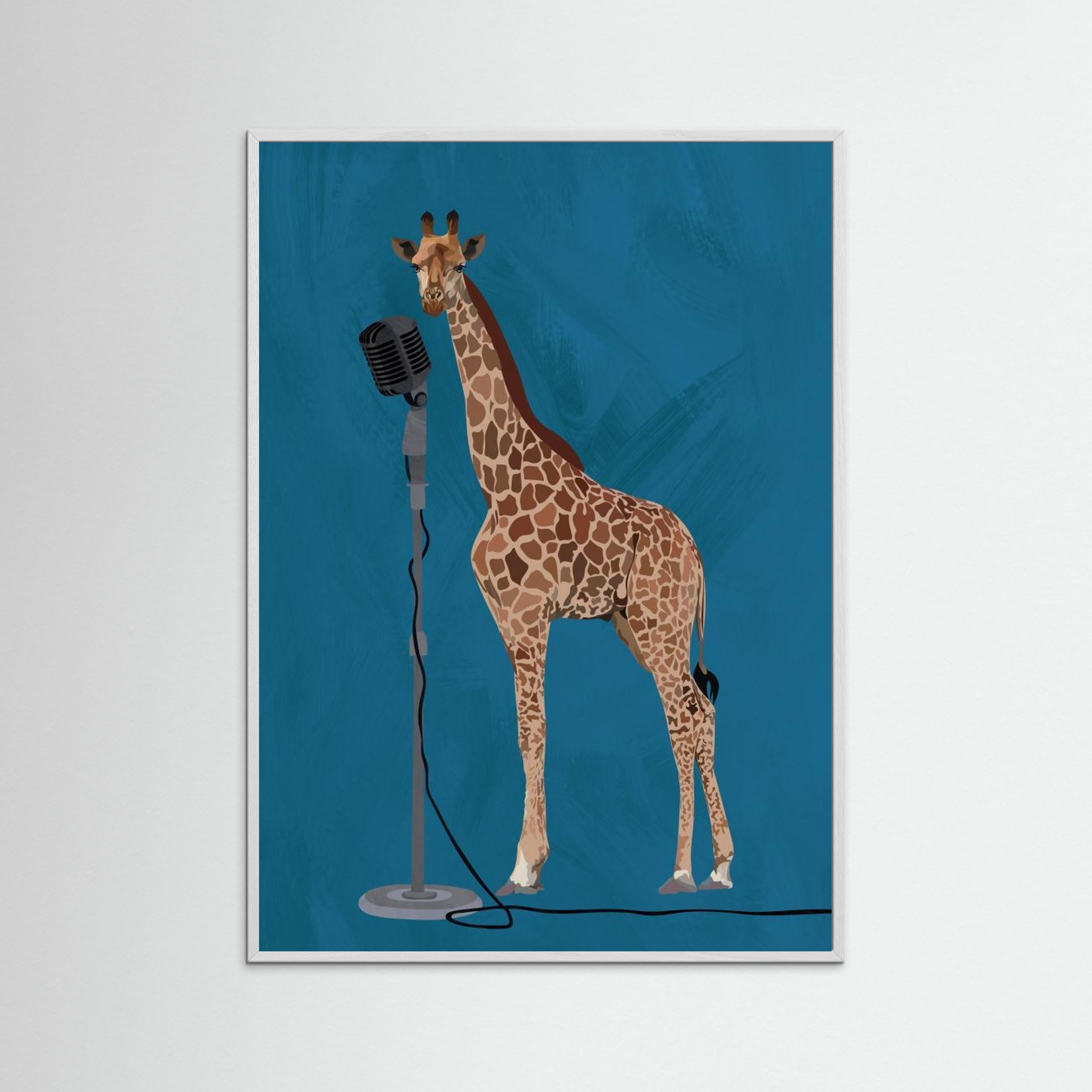 Giraffe Microphone Pink 2 01 by Sarah Manovski Fine Art Paper
