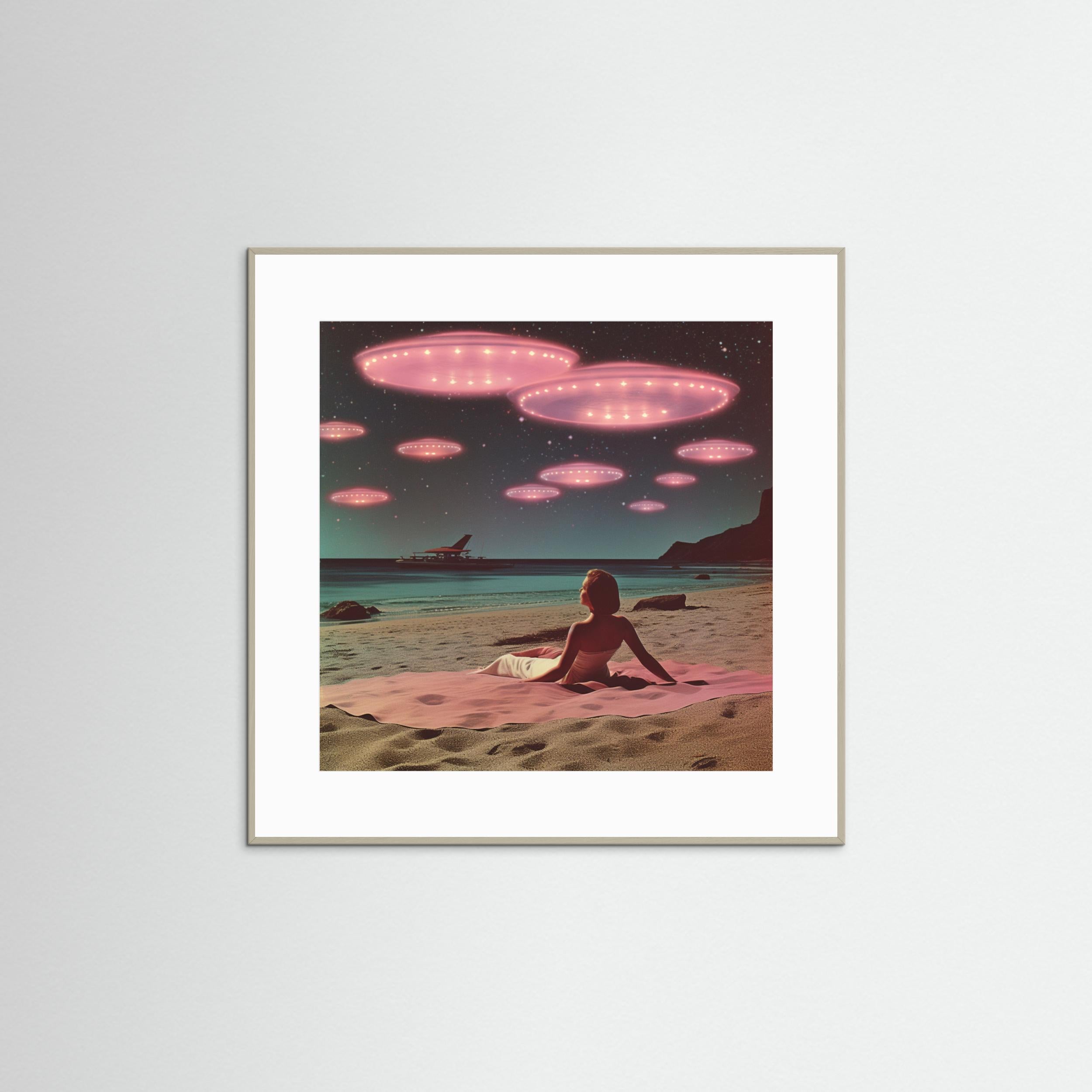 Alien Beach At Night Collage Art by Samantha Hearn Fine Art Paper 