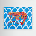 Prawn On Blue Wavey by Alice Straker Canvas