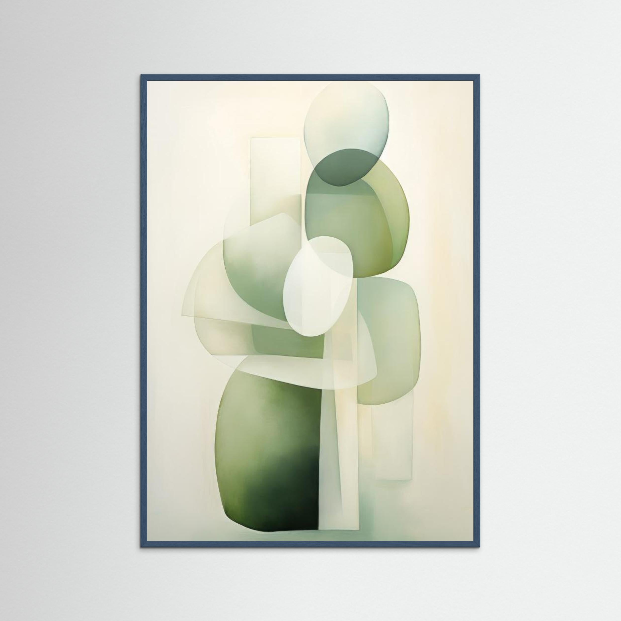 Green Beige Geo 1 by Bilge Paksoylu Fine Art Paper