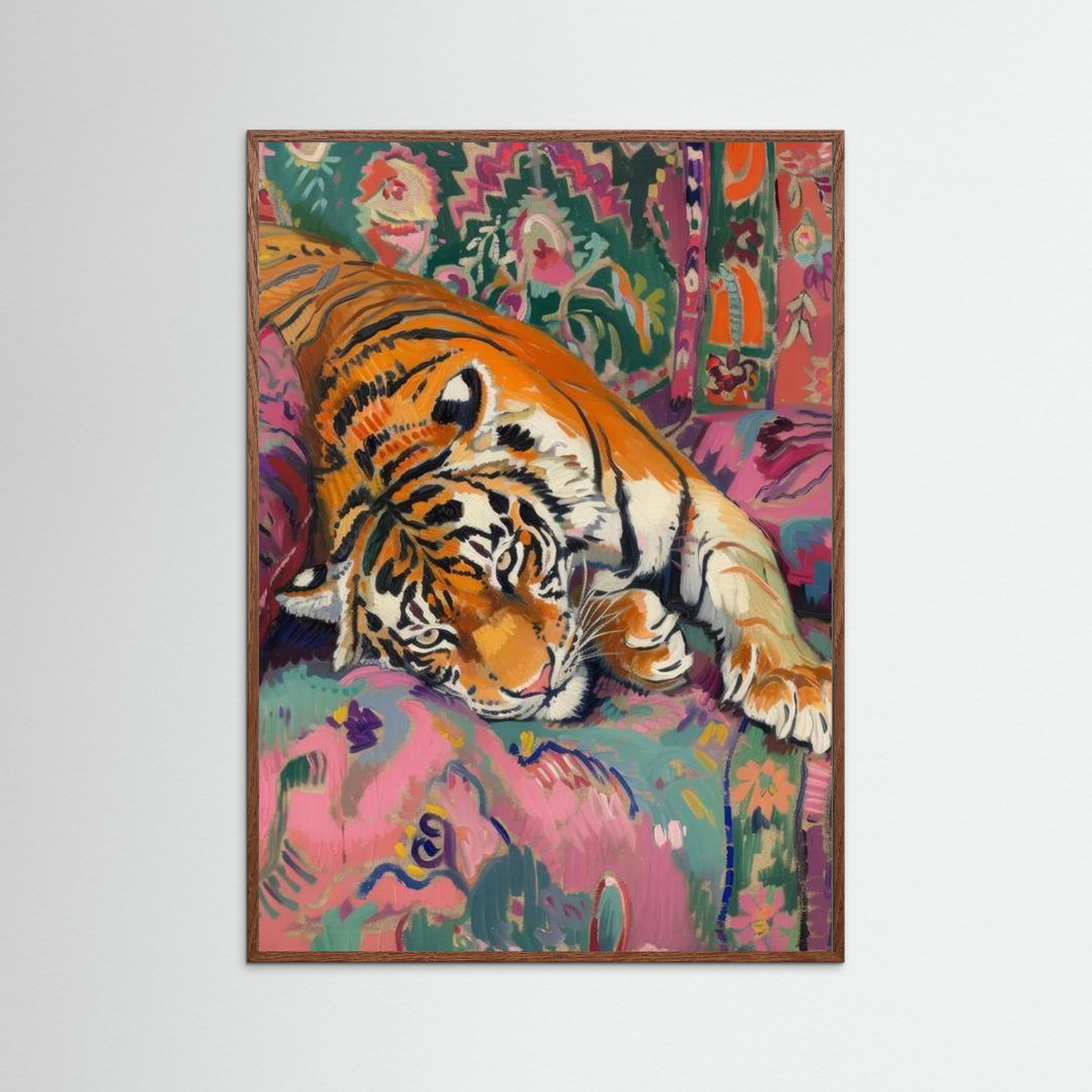 Tiger Lay By The Frame Gain Fine Art Paper 