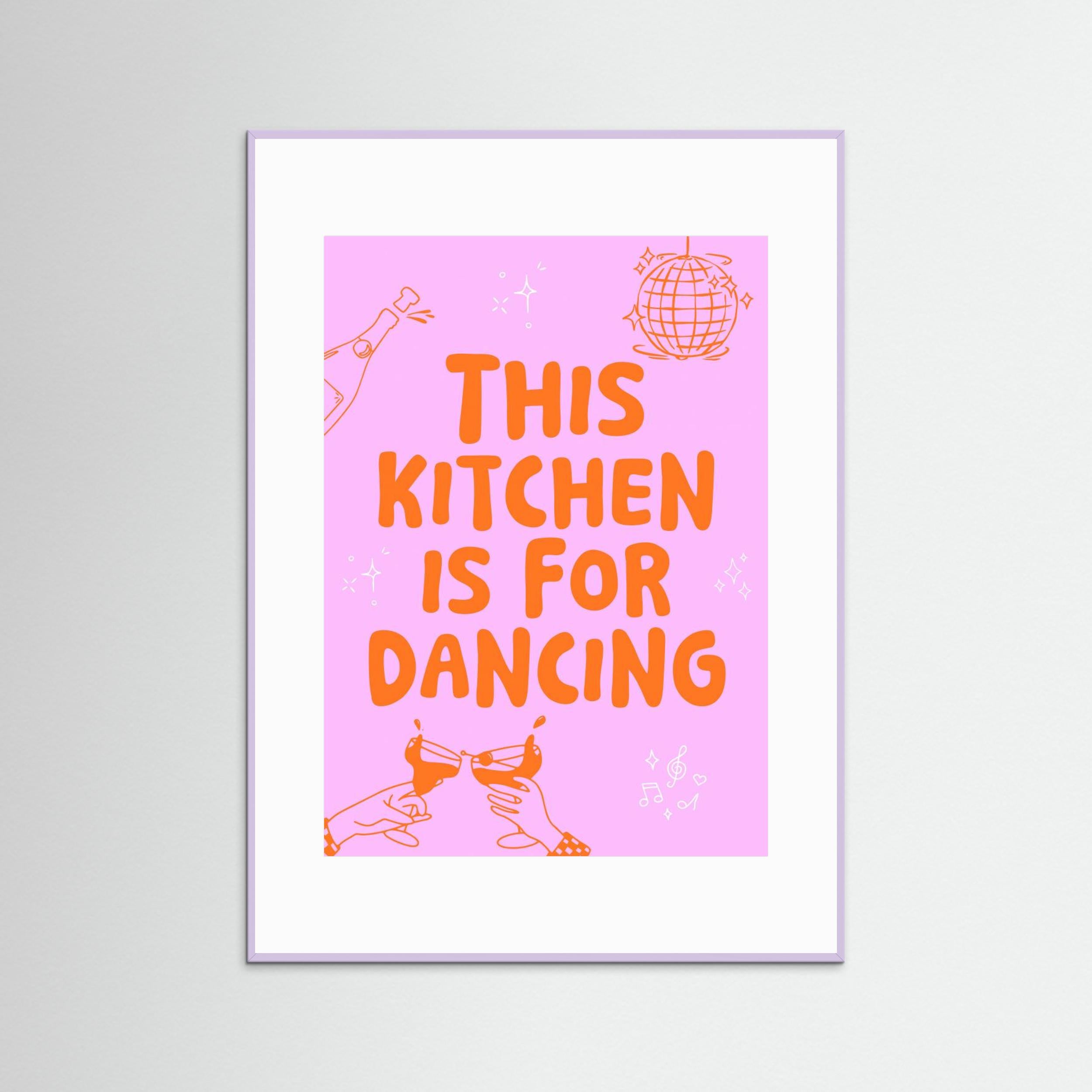 This kitchen is for dancing - pink/orange by Ohkimiko Fine Art Paper 