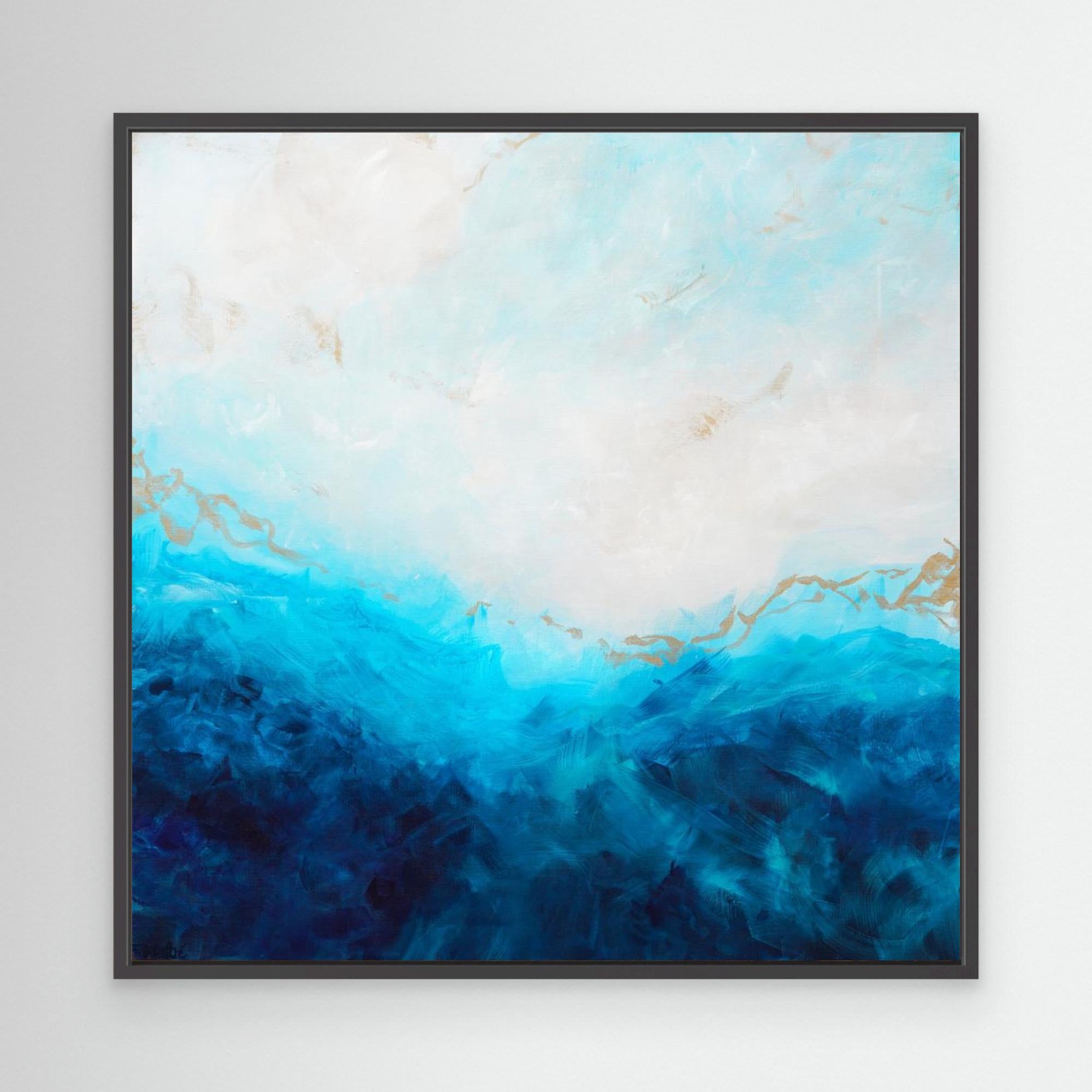 Blue Sea, golden Sunlight 1 by Françoise Wattré Canvas