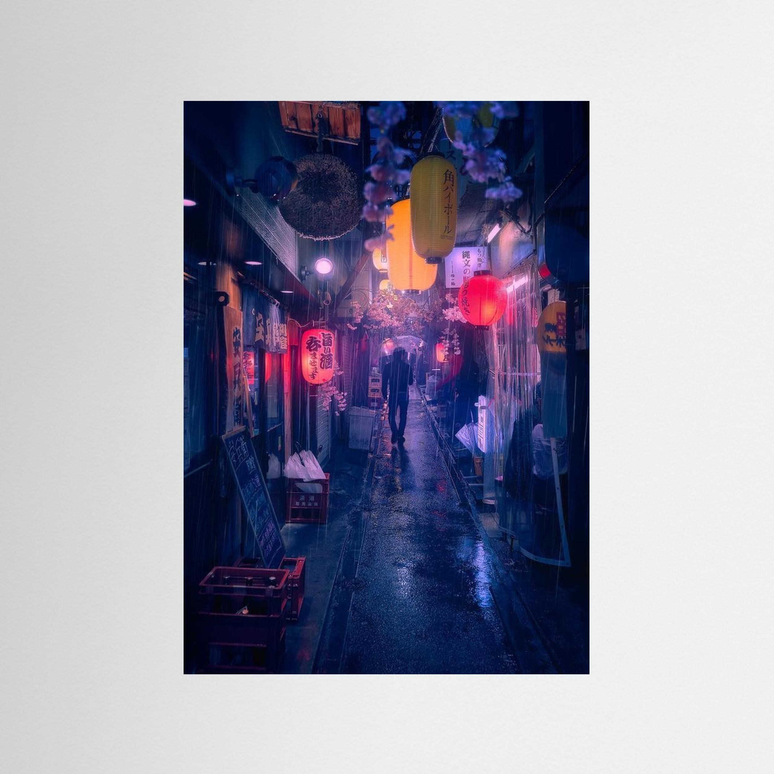 Tokyo Blue Rain by Javier De La Torre Fine Art Paper