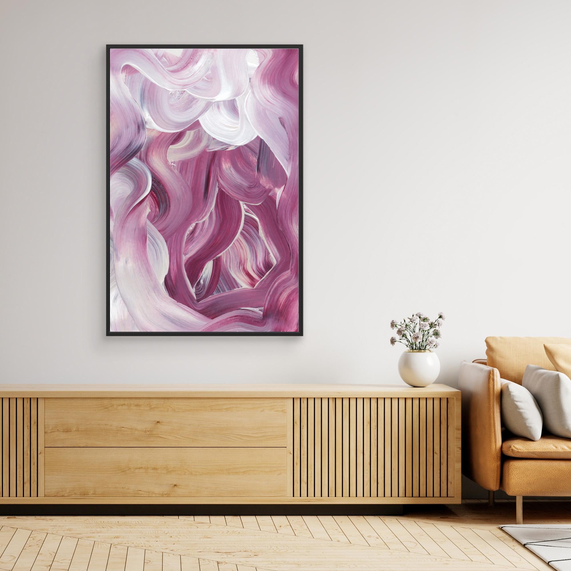 Expressive Pink and White Brushstrokes by Uplusmestudio