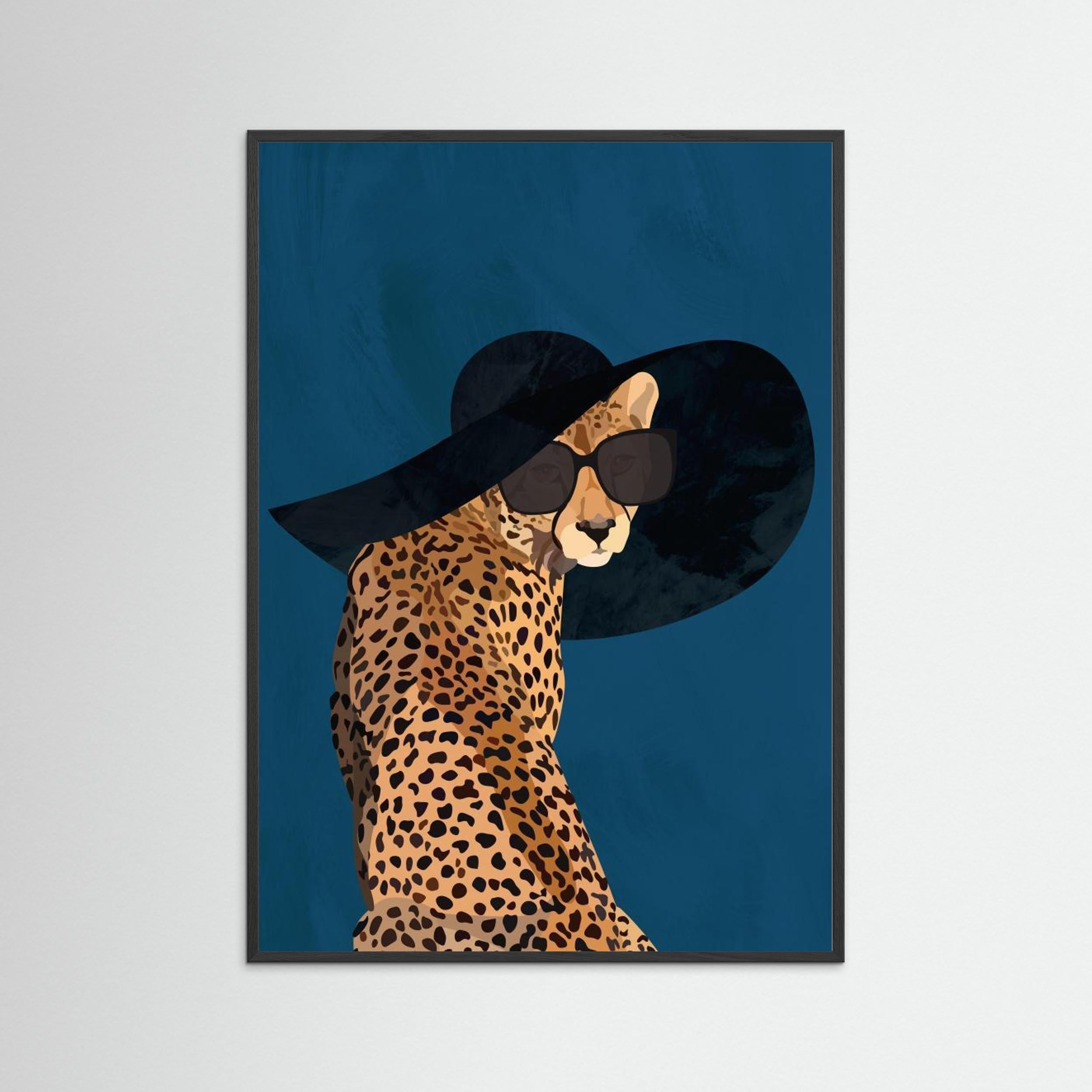 Fashionable Cheetah wearing a sunhat by Sarah Manovski Fine Art Paper