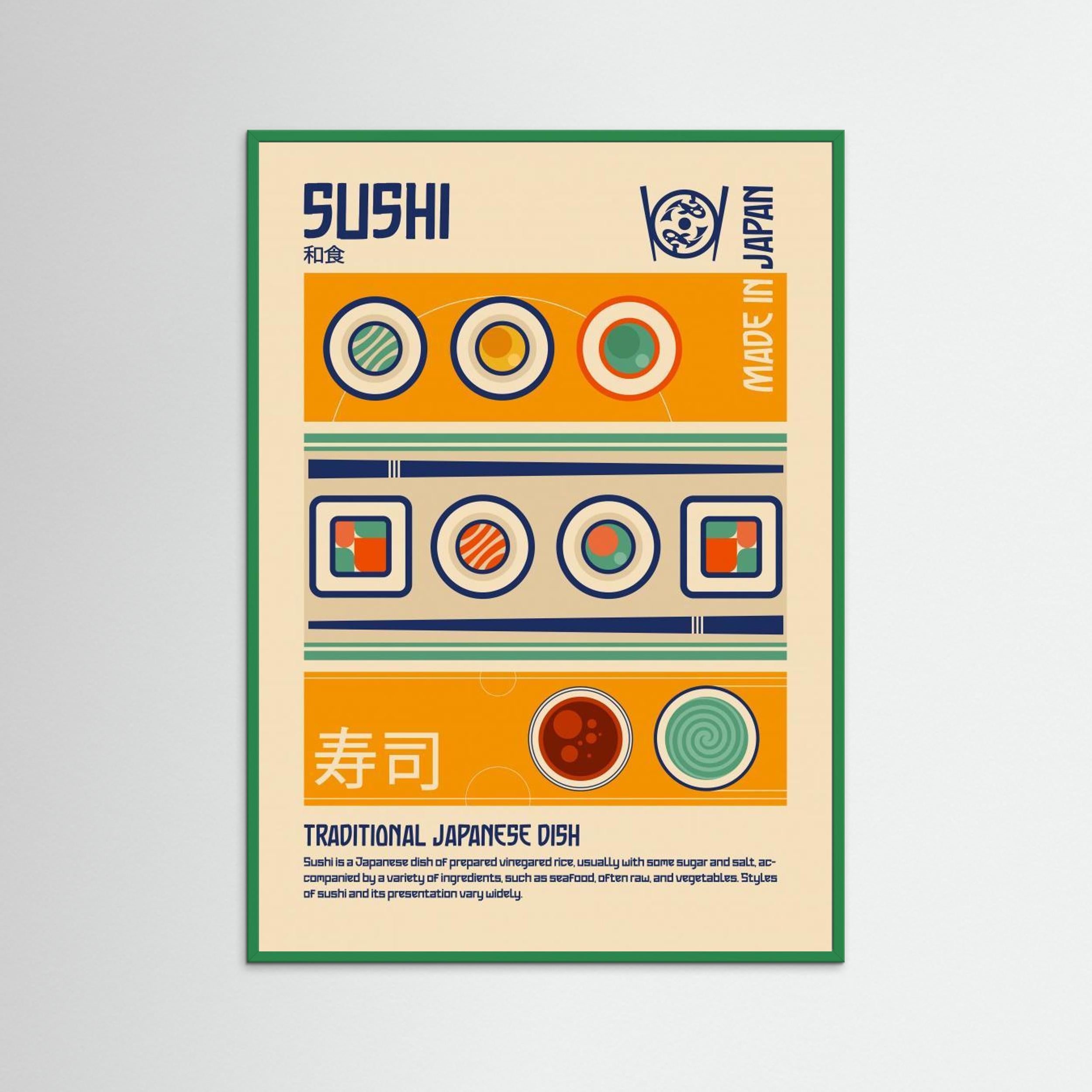 Sushi Japanese Food Print by Retrodrome