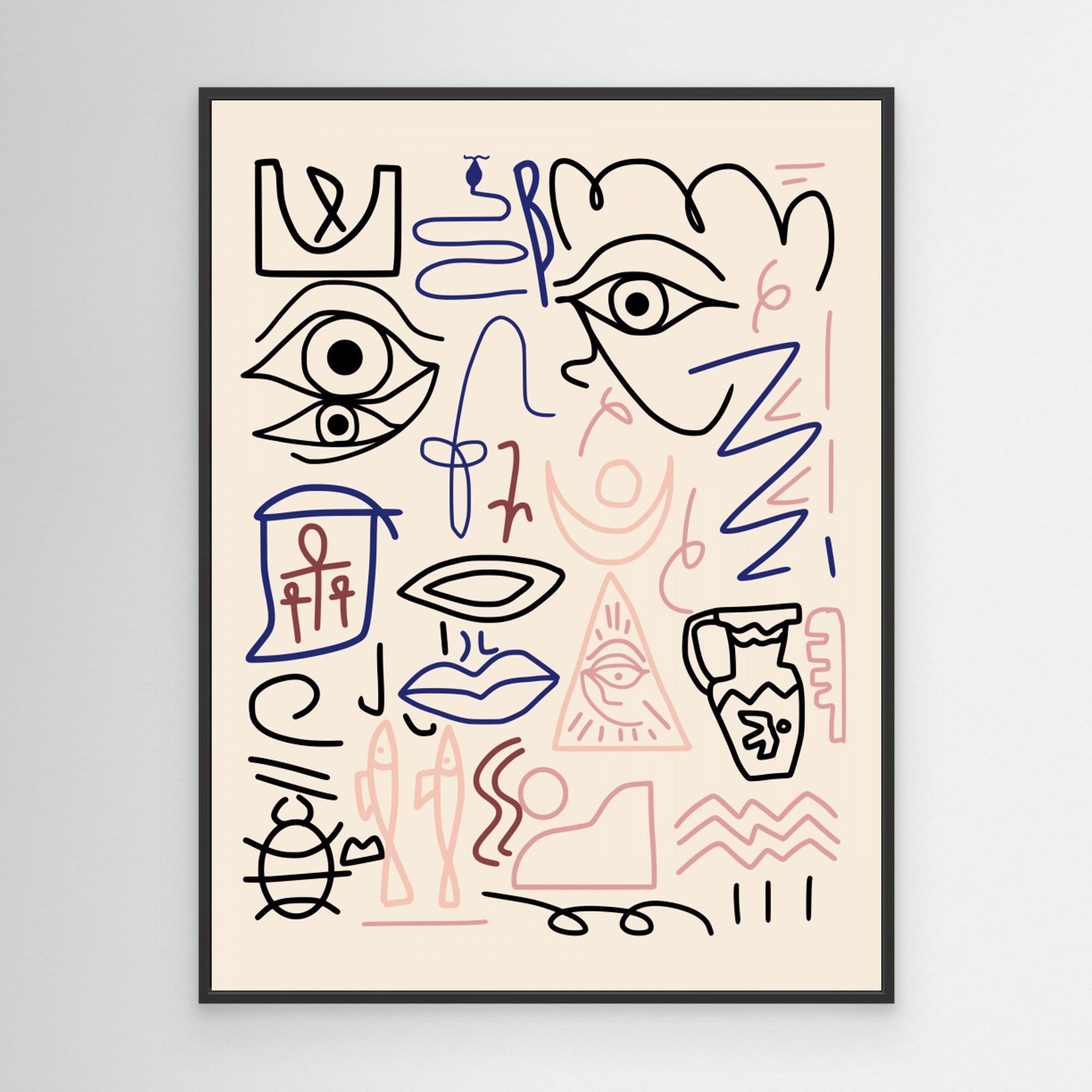 Line Art Cave Drawing by Little Dean Canvas