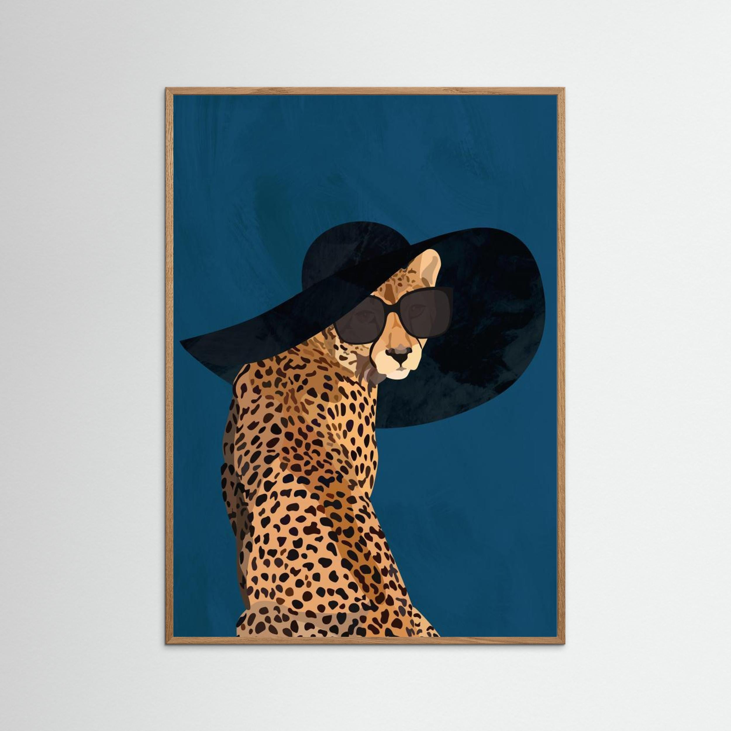 Fashionable Cheetah wearing a sunhat by Sarah Manovski Fine Art Paper