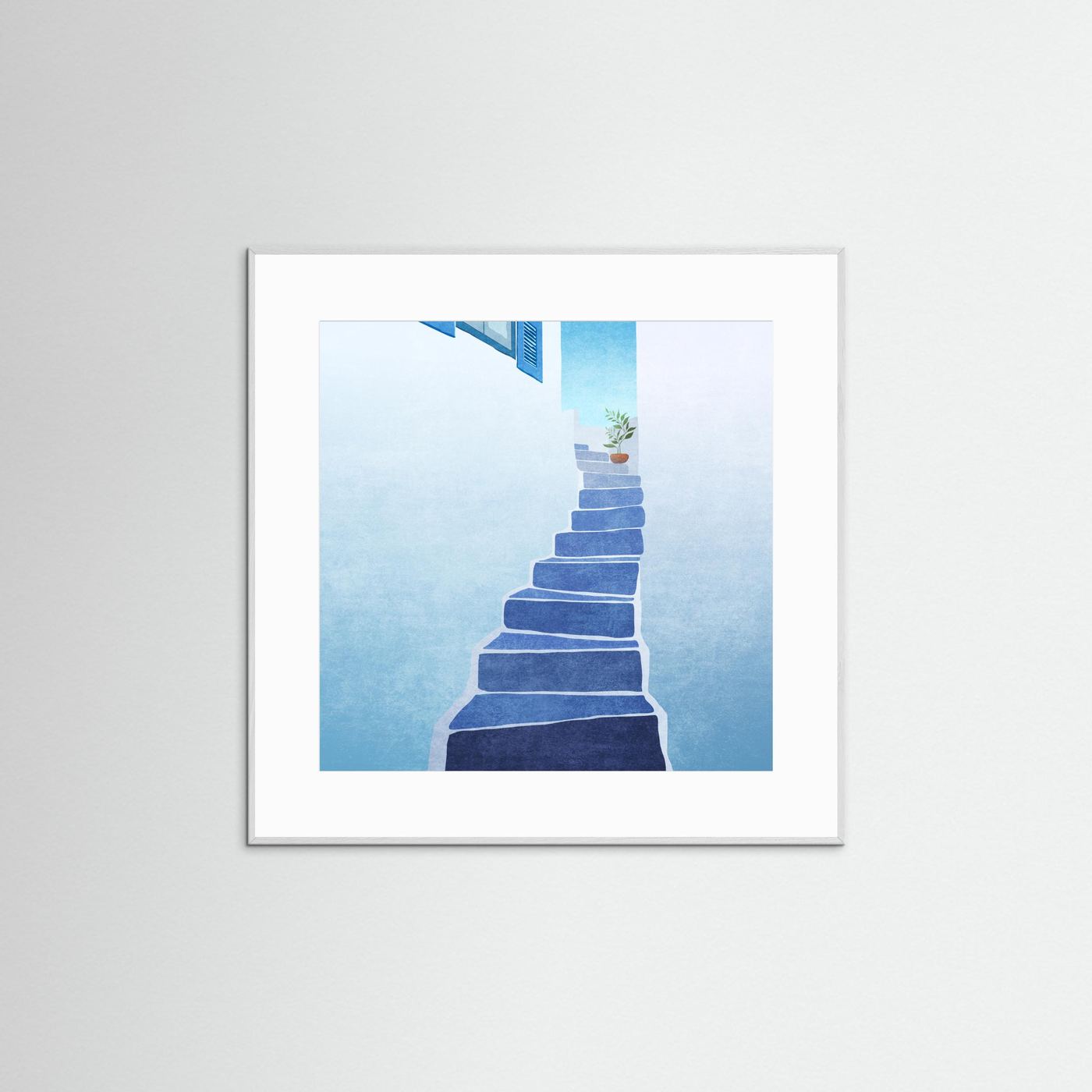Greece Stairs by Emel Tunaboylu Fine Art Paper