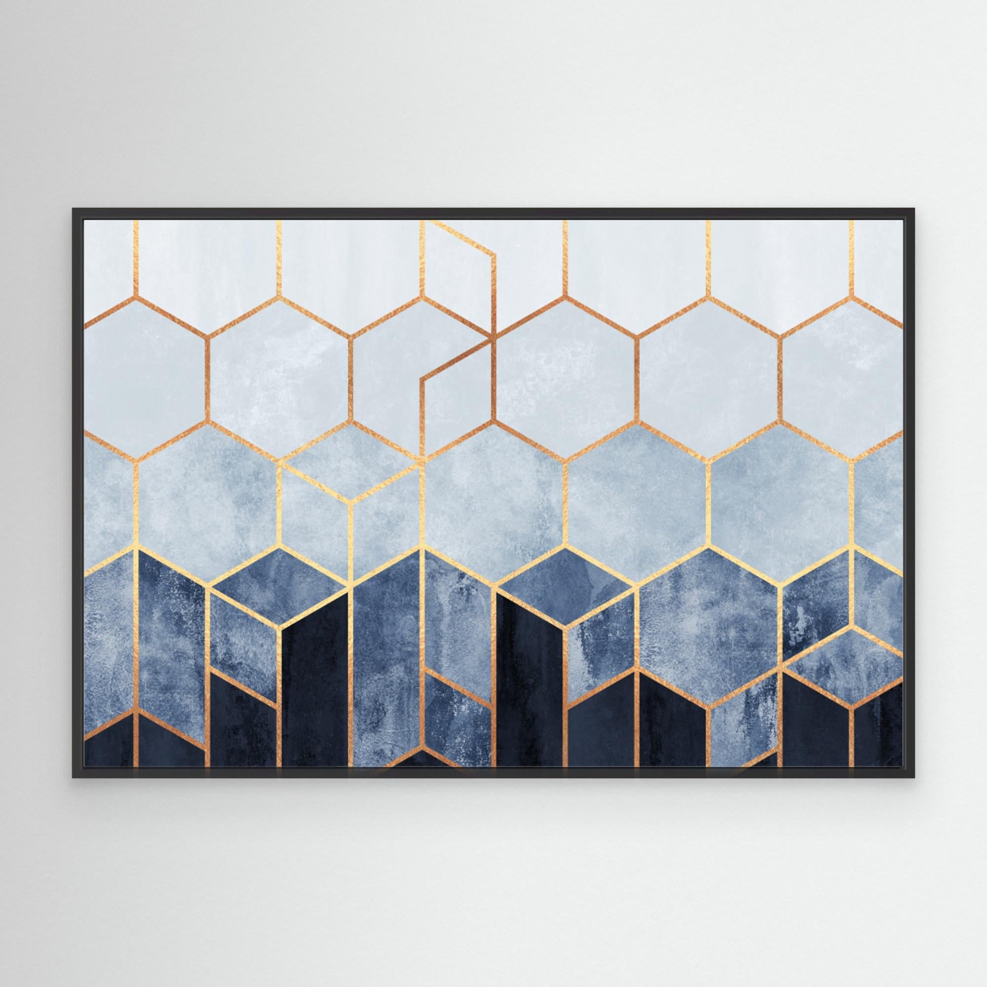 Soft Blue Hexagons by Elisabeth Fredriksson. Canvas
