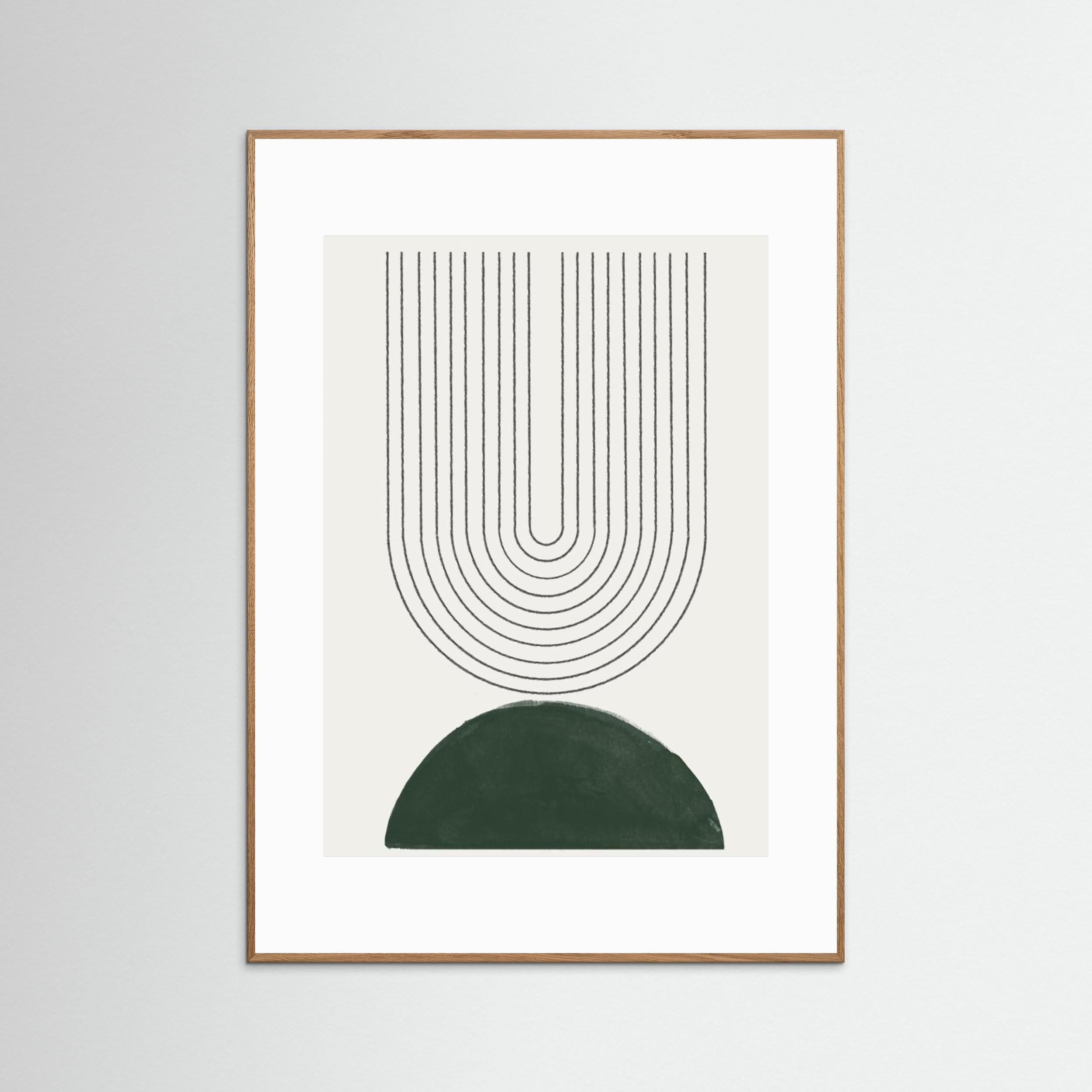Green Mid Century Modern No.5 by The Miuus Studio Fine Art Paper