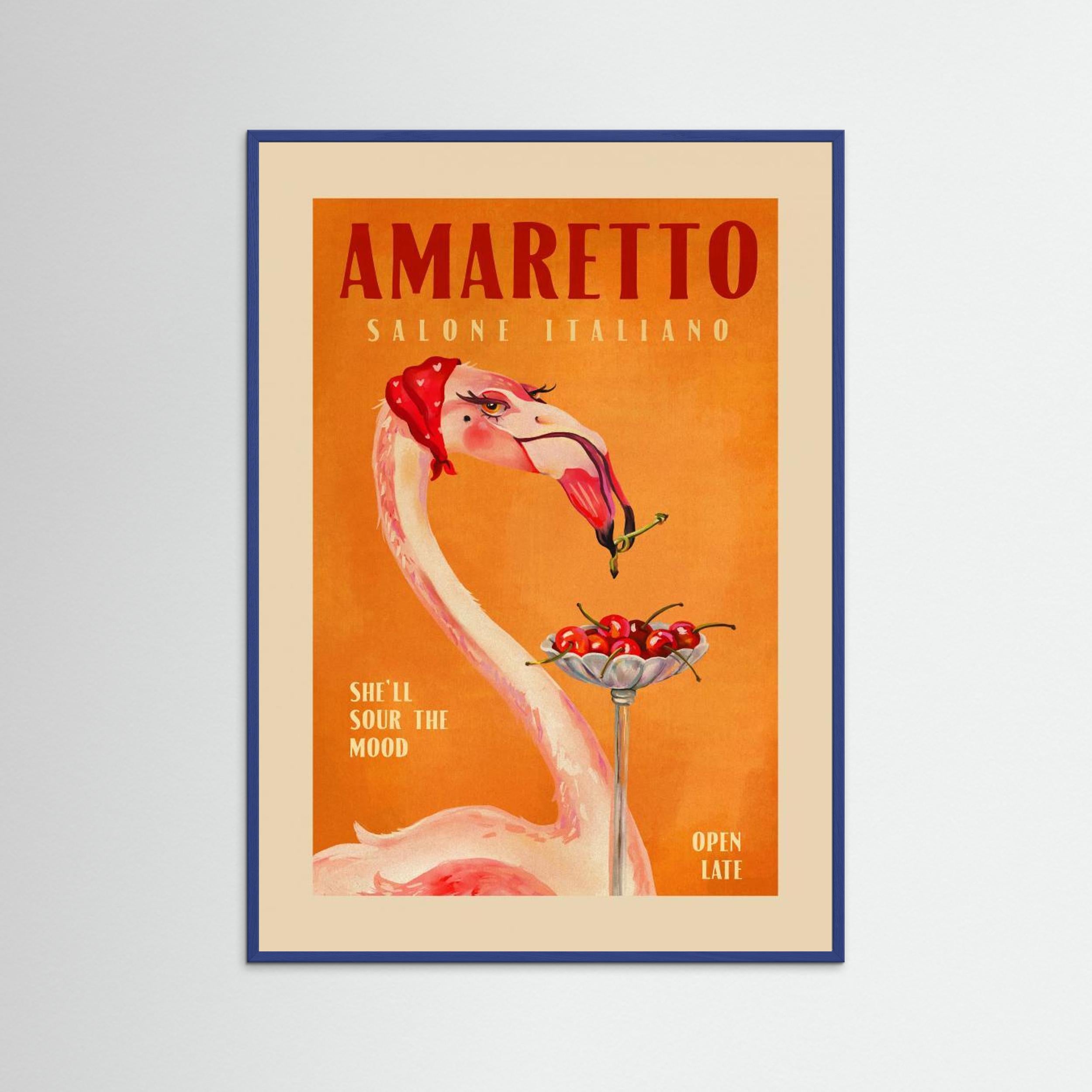 Amaretto Flamingo Art Deco Italian Cafe Travel A Fine Art Paper  by The Whiskey Ginger