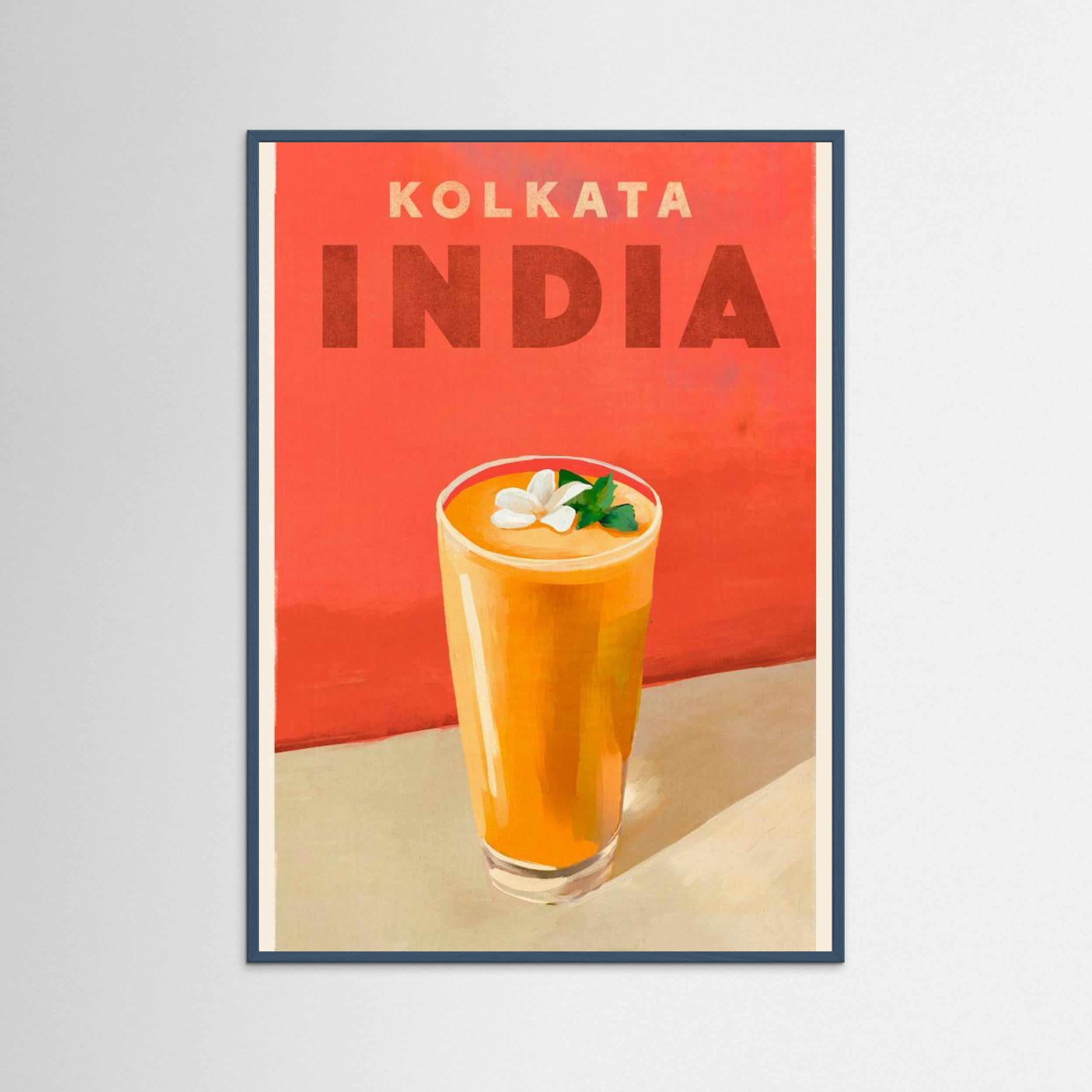 Travel Poster Cocktail Kolkata India by The Whiskey Ginger Fine Art Paper 