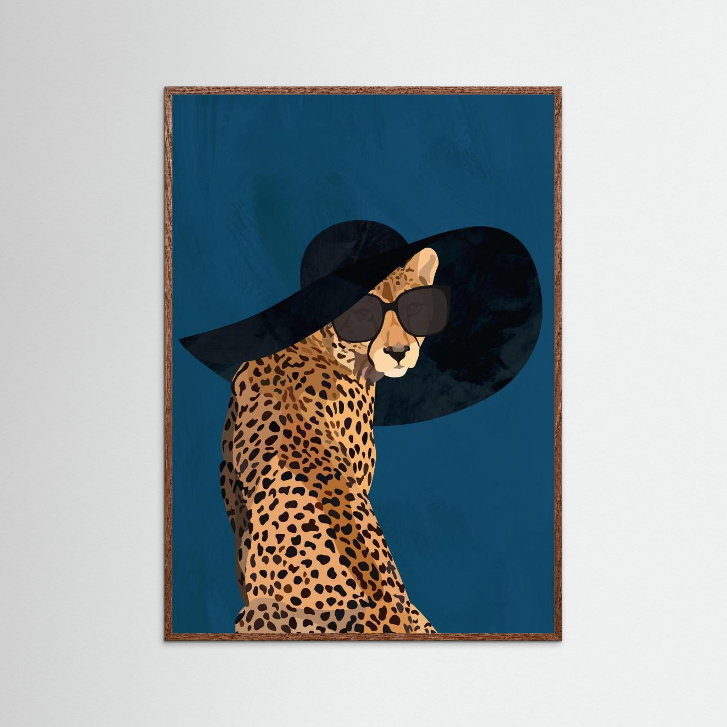 Fashionable Cheetah wearing a sunhat by Sarah Manovski Fine Art Paper
