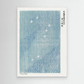 Woodblock Print Blue Canvas