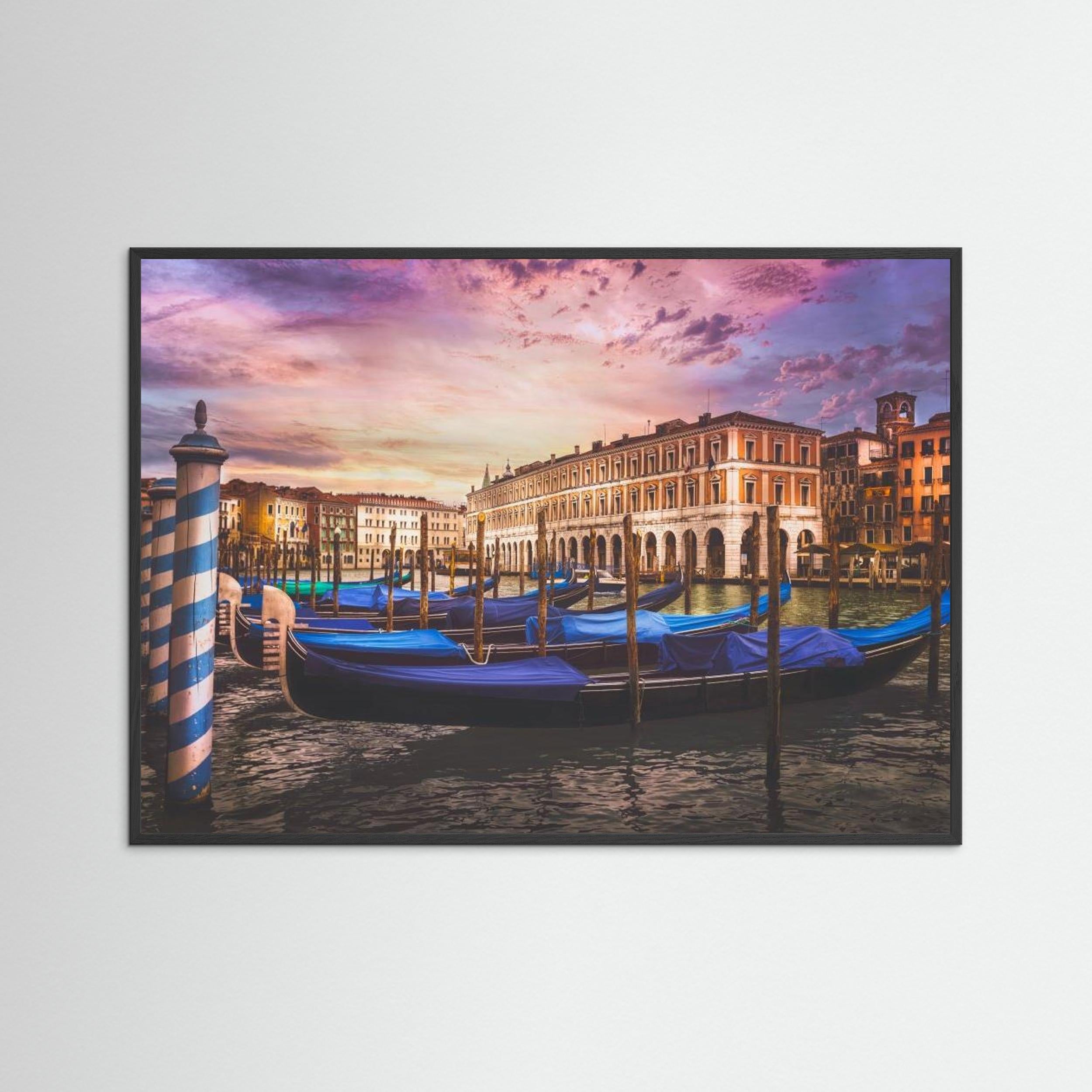 Gondolas of the Grand Canal by Miary Andria Fine Art Paper