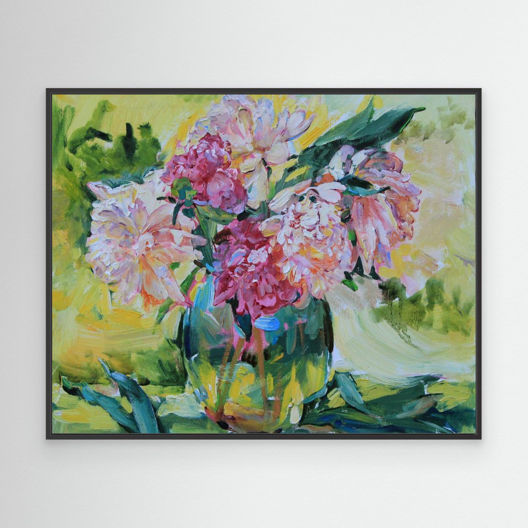 Peonies in a vase by Andrii Kutsachenkov Canvas