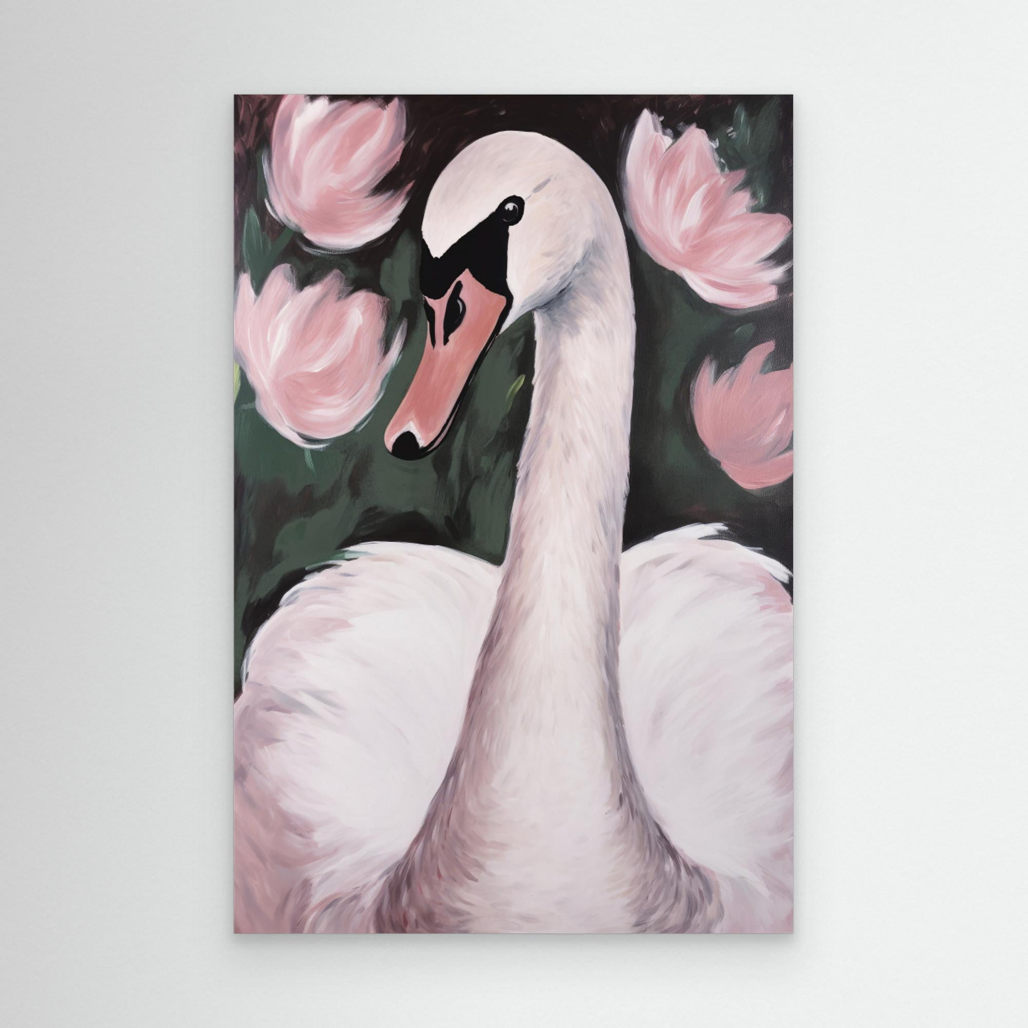 Swan In The Pond by Treechild Canvas