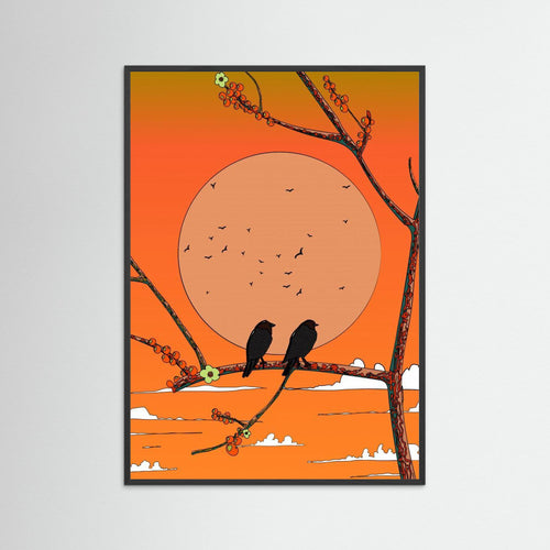 Birds in the sunset by NicholasFine Art Paper 