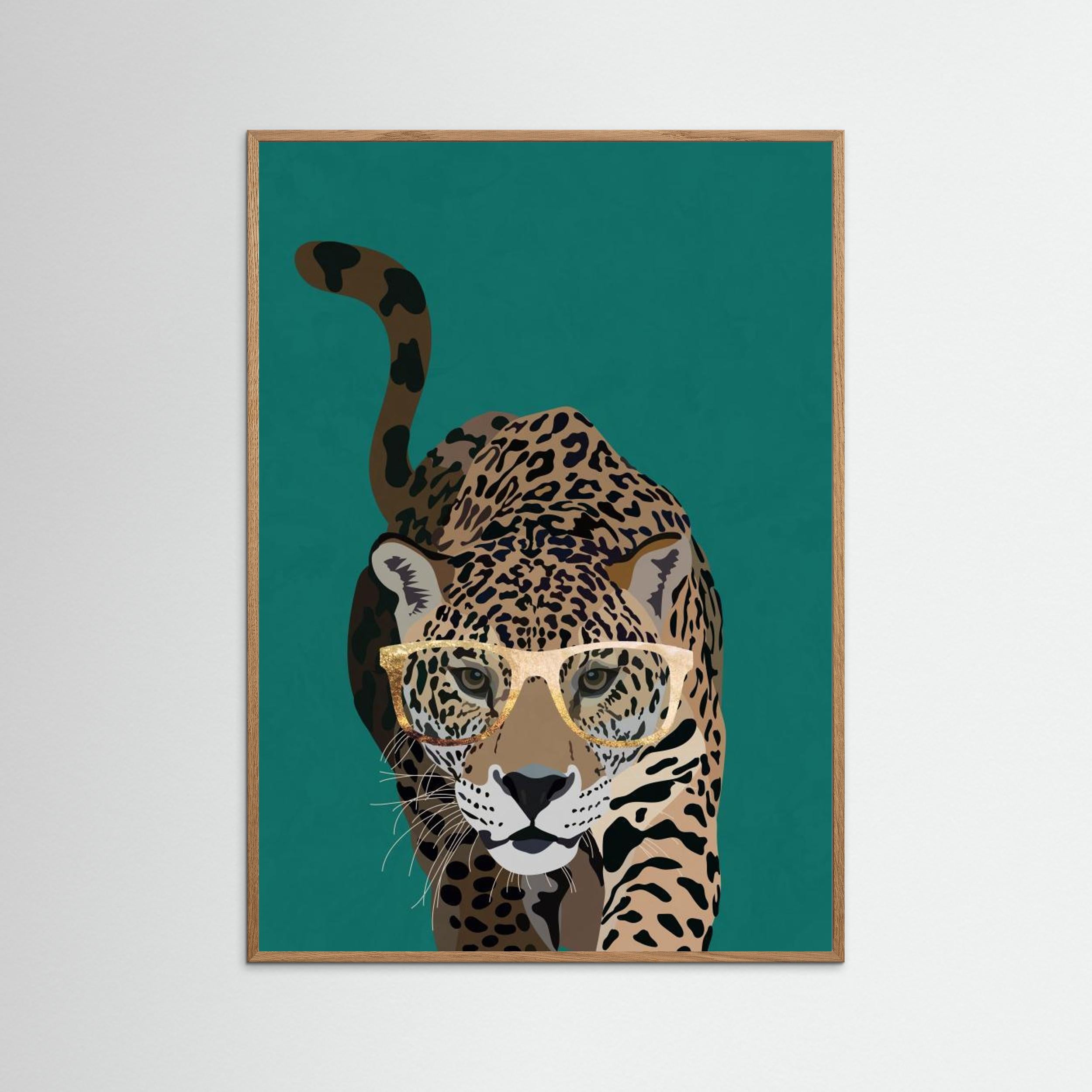 Curious green leopard by Sarah Manovski Fine Art Paper