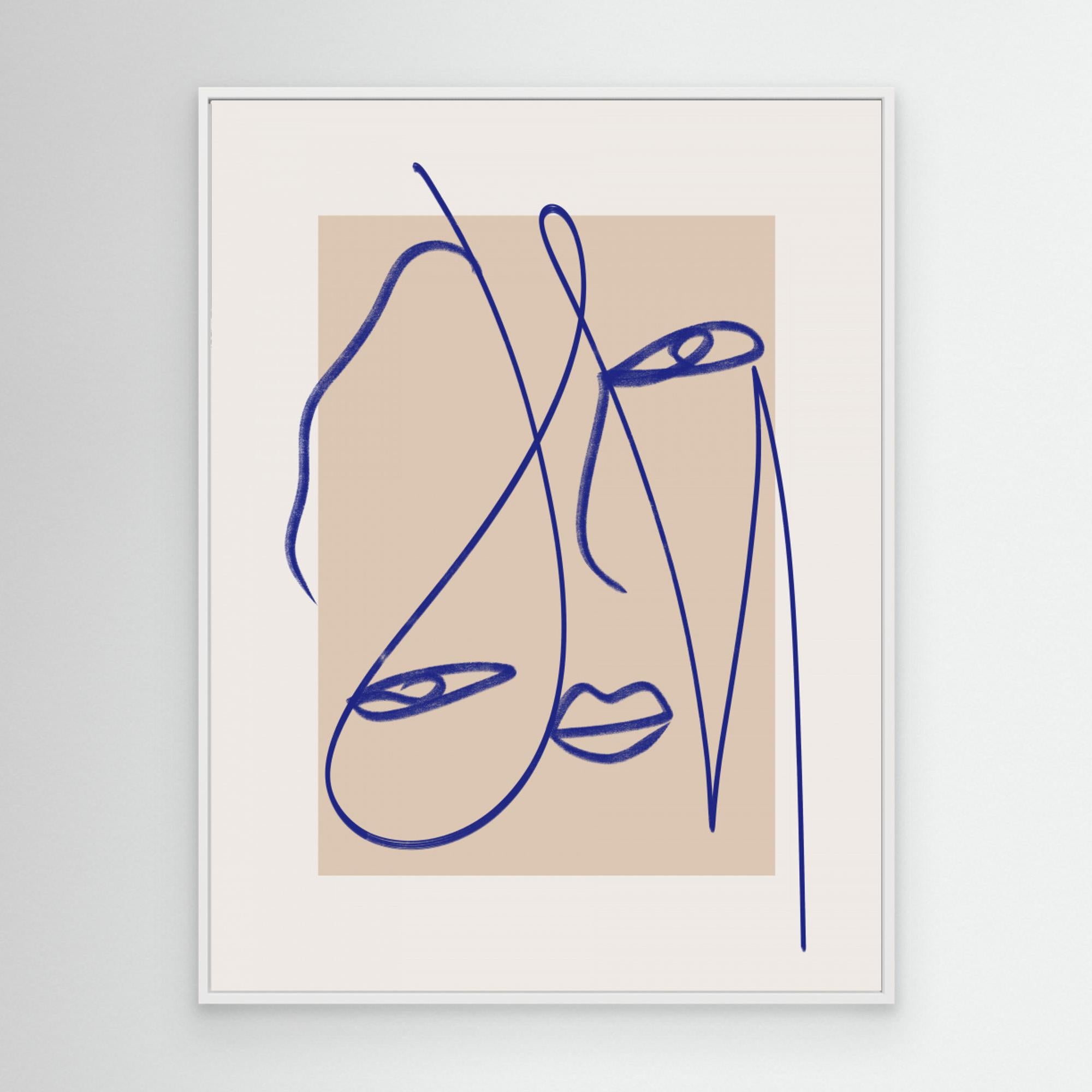 Abstract Blue Line Art by Little Dean Canvas