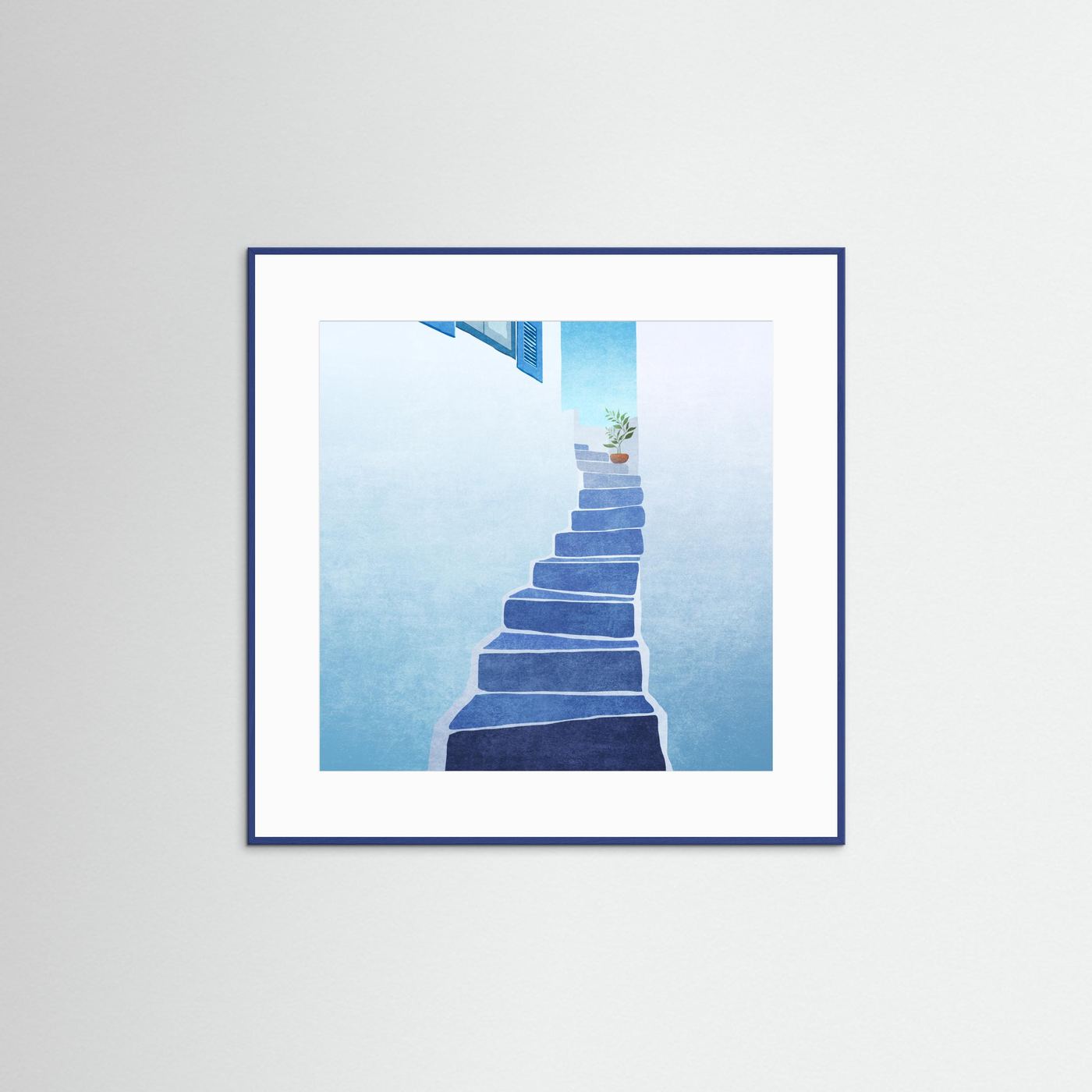 Greece Stairs by Emel Tunaboylu Fine Art Paper