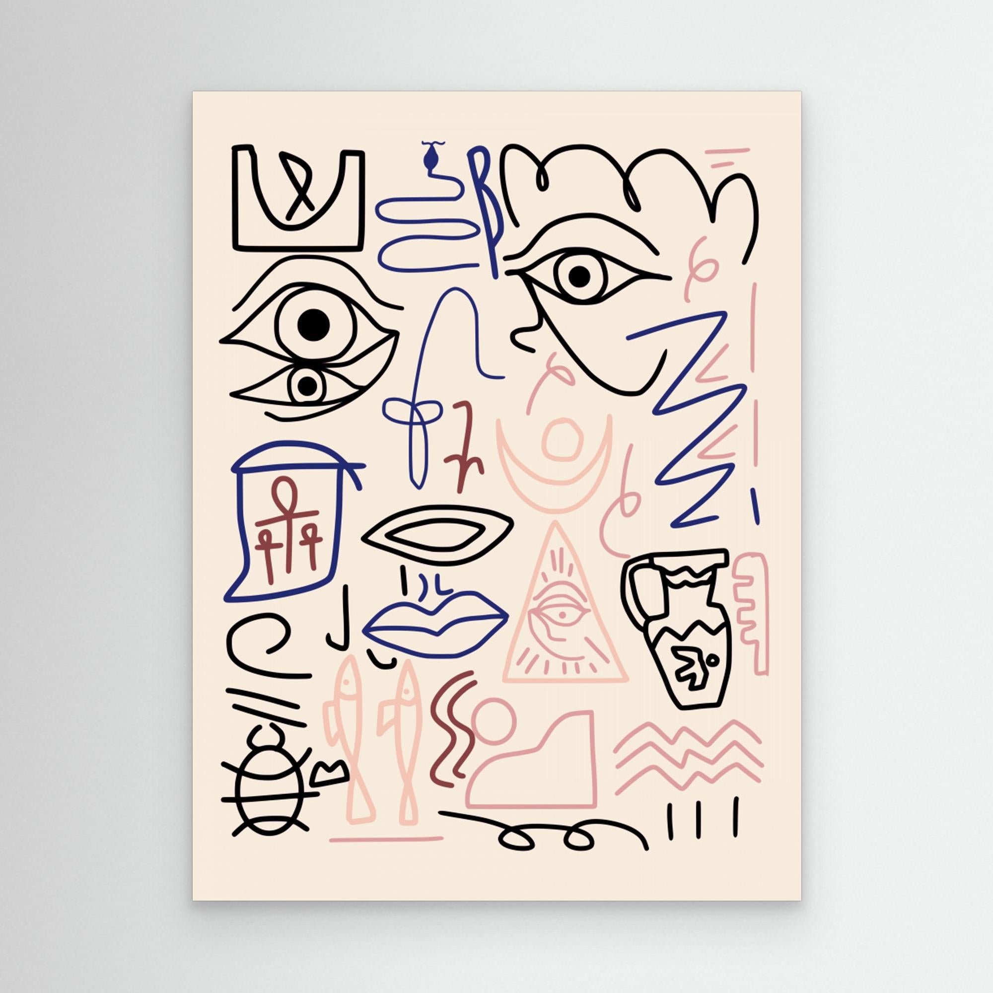 Line Art Cave Drawing by Little Dean Canvas