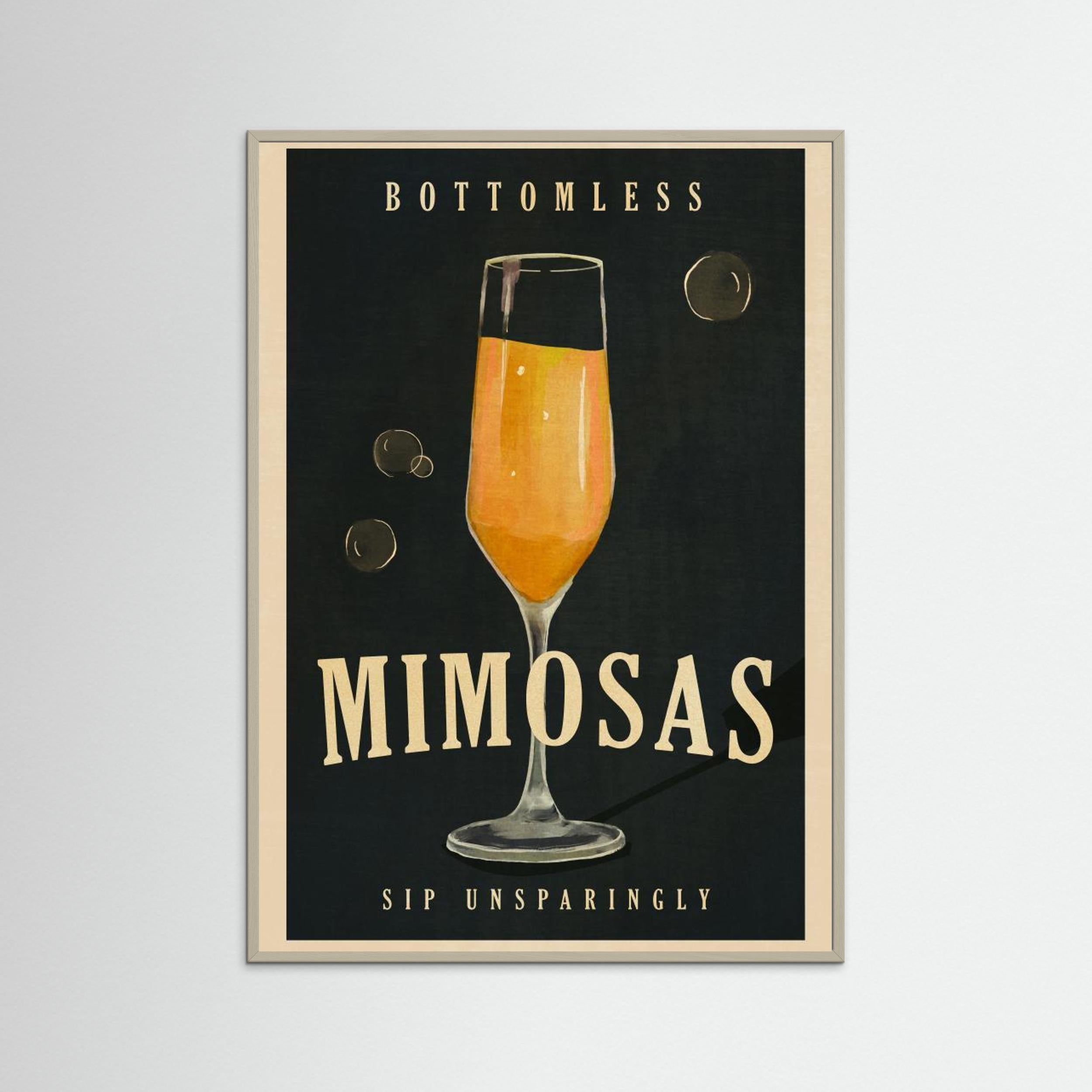 Bottomless Mimosas Art Deco Cocktail Bar Art by The Whiskey Ginger
