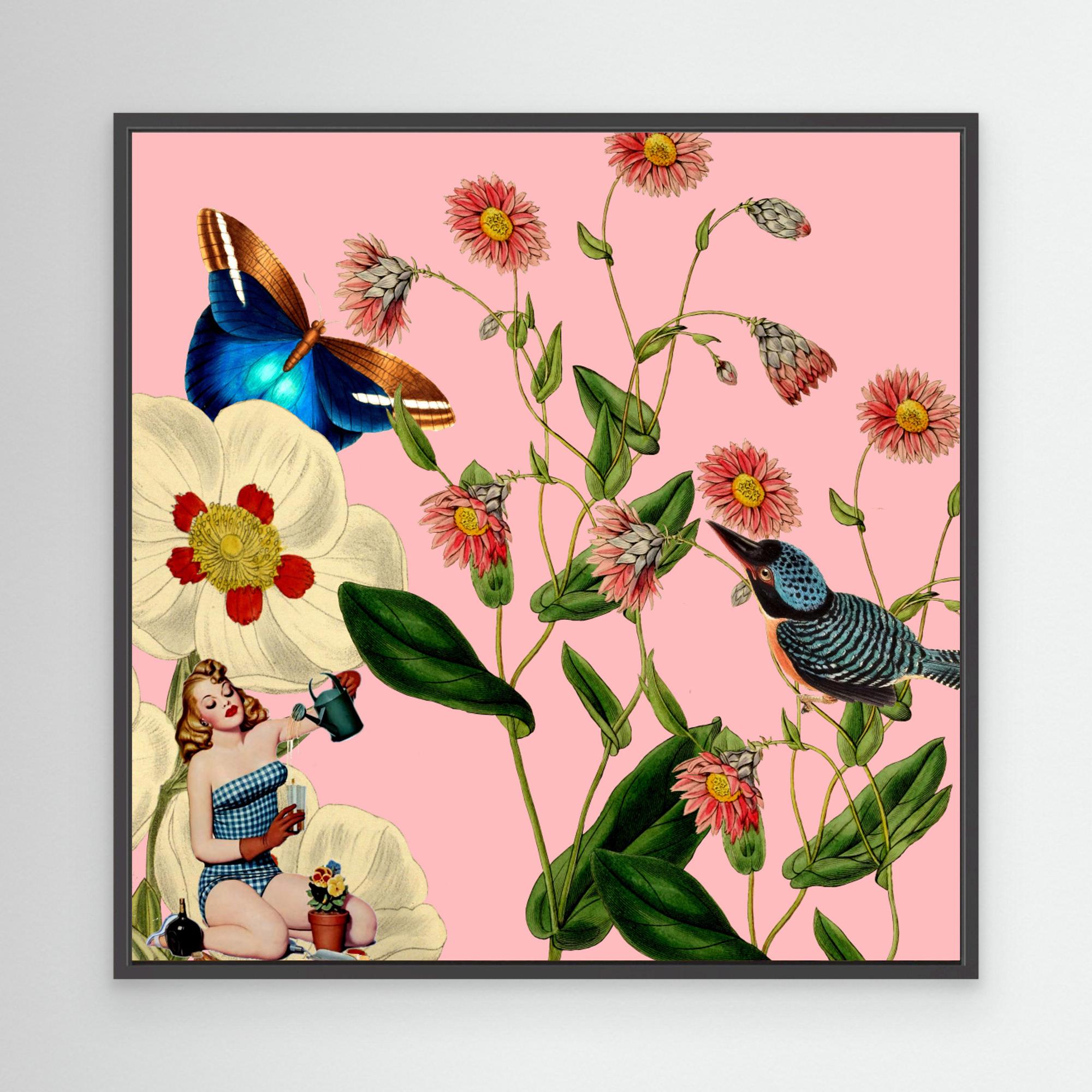 Big Flower Dream Pink - Collage by Susana Costa Canvas