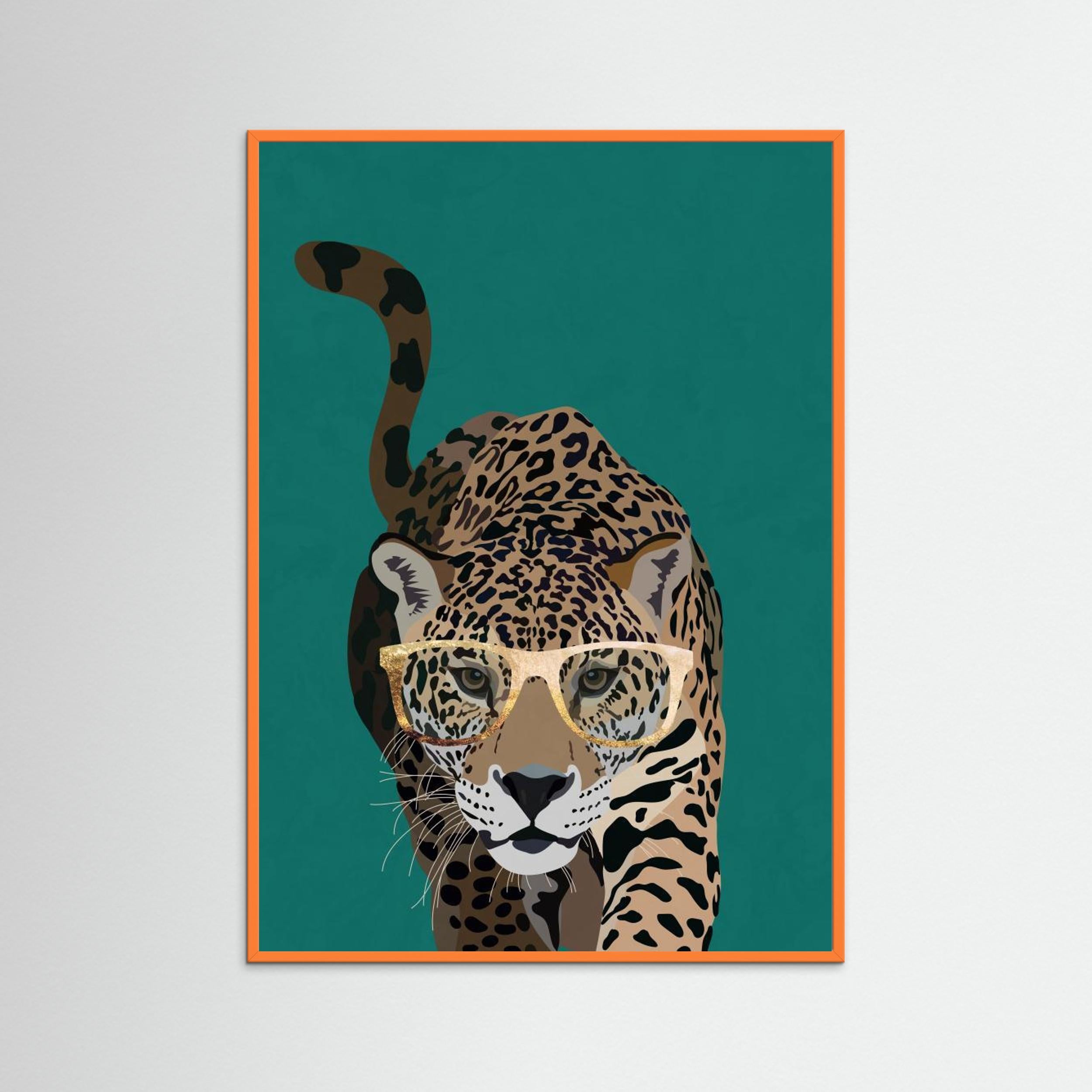 Curious green leopard by Sarah Manovski Fine Art Paper