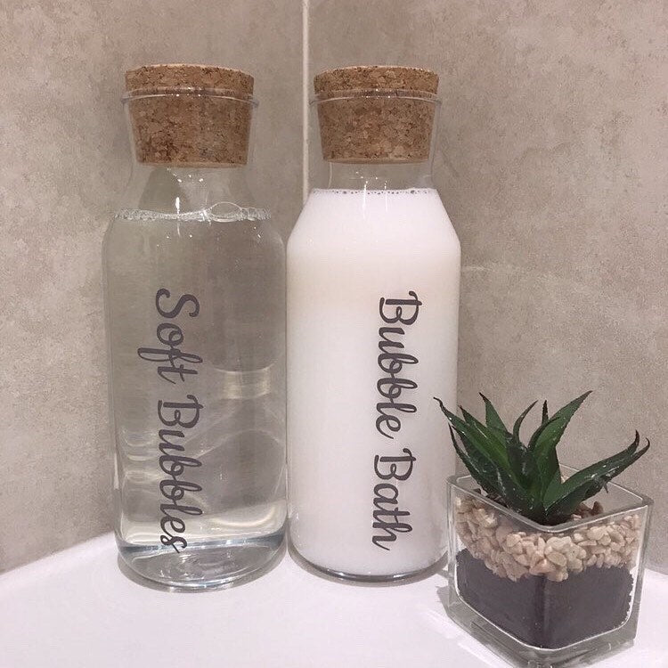 Personalised Custom Any Wording Clear Glass Cork Storage Laundry Jar Bottle Sticker Label For 1L Bottle (No Bottles Included)-3