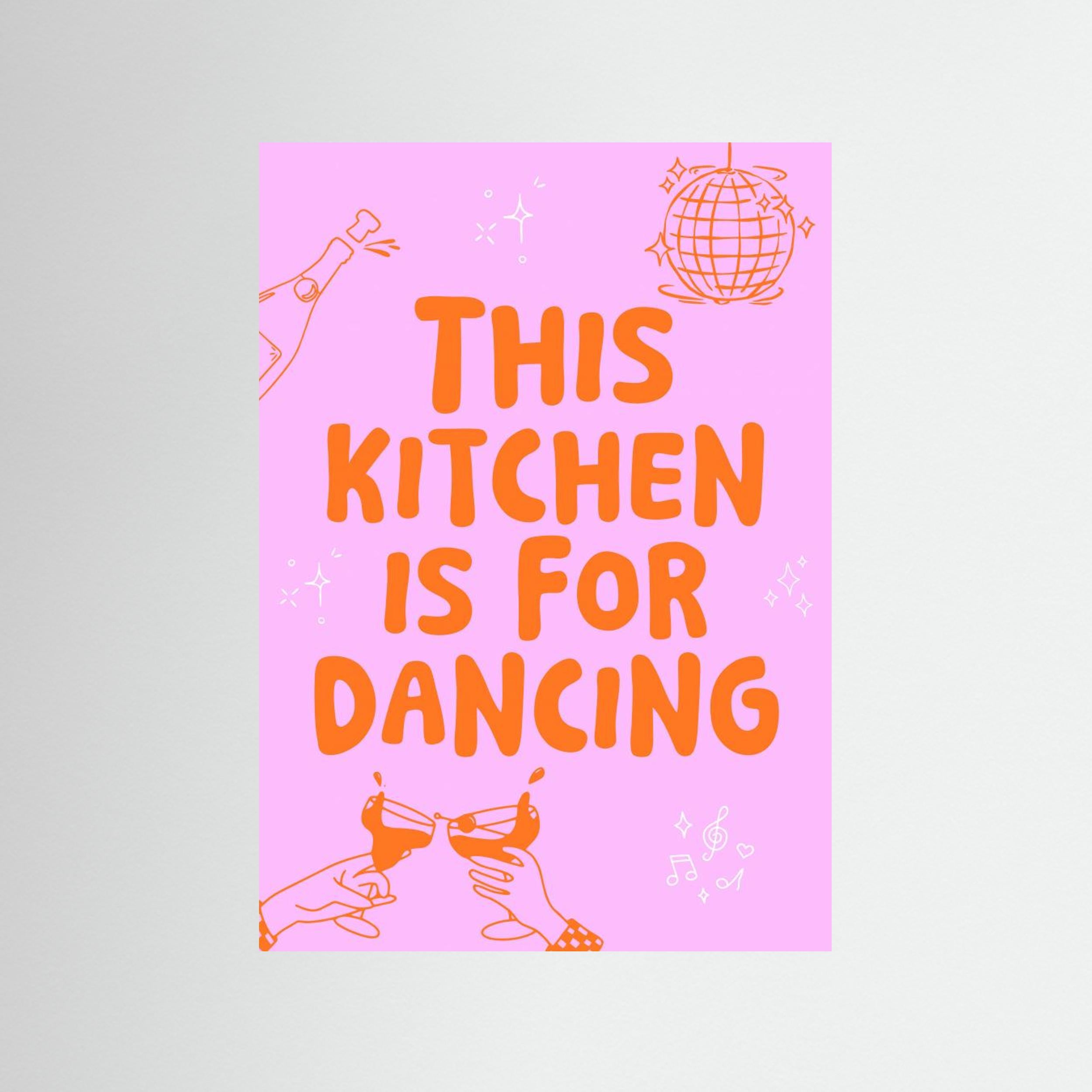 This kitchen is for dancing - pink/orange by Ohkimiko Fine Art Paper 