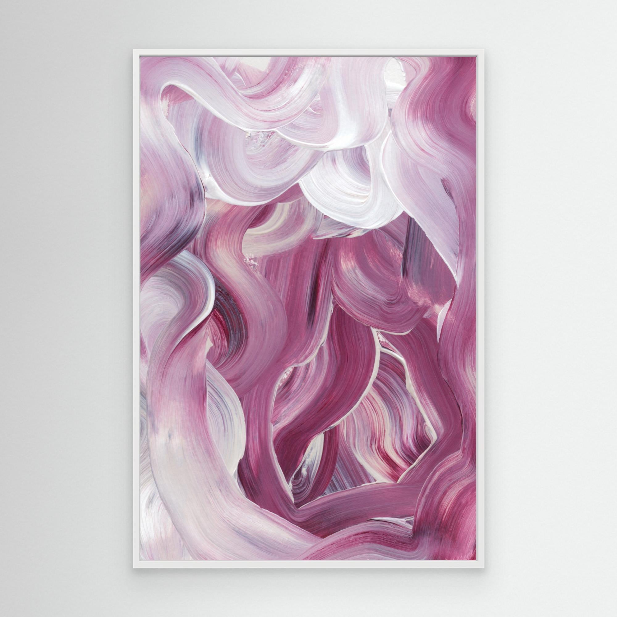 Expressive Pink and White Brushstrokes by Uplus Canvasmestudio