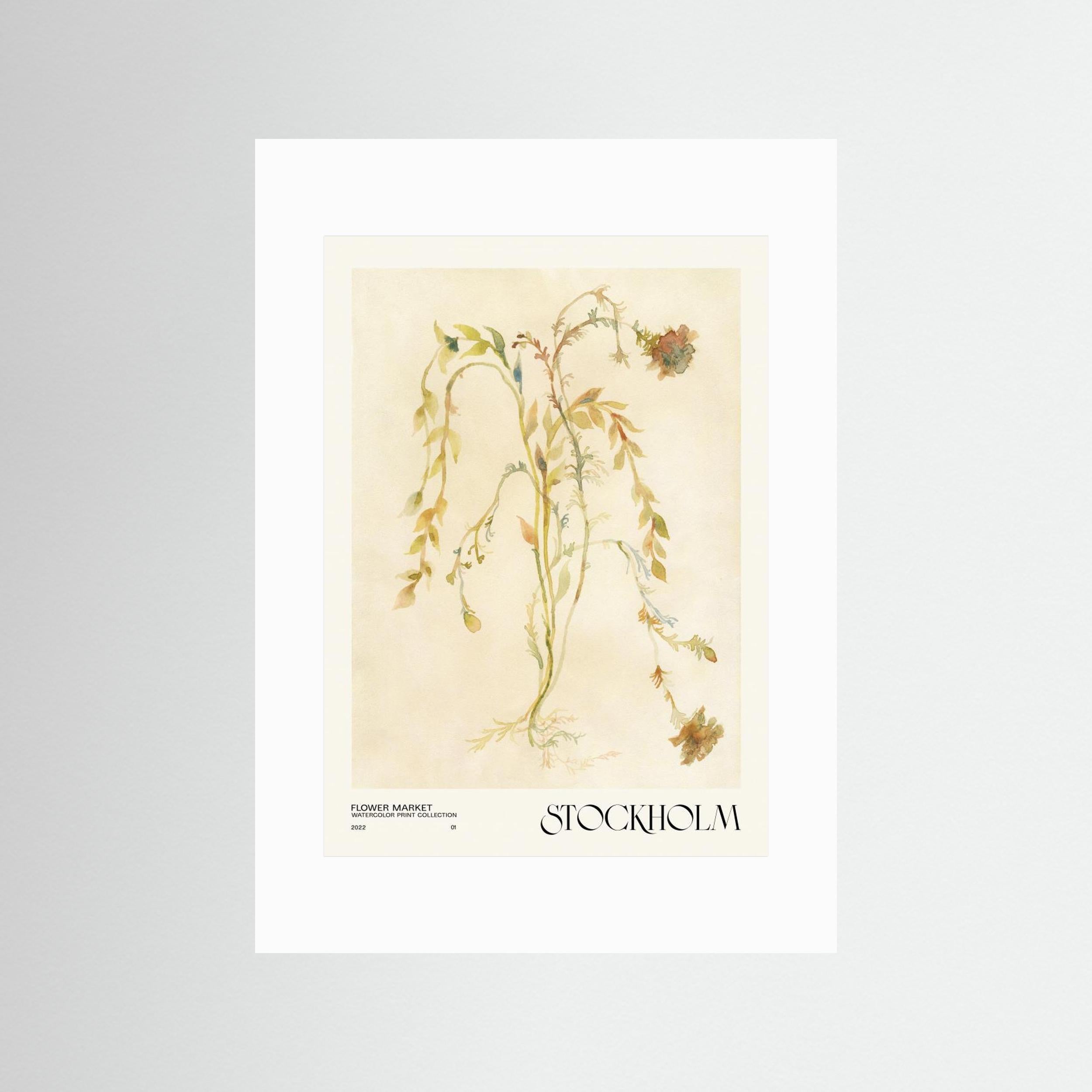 Watercolor print collection. Flower market - Stockholm by Nktn Fine Art Paper