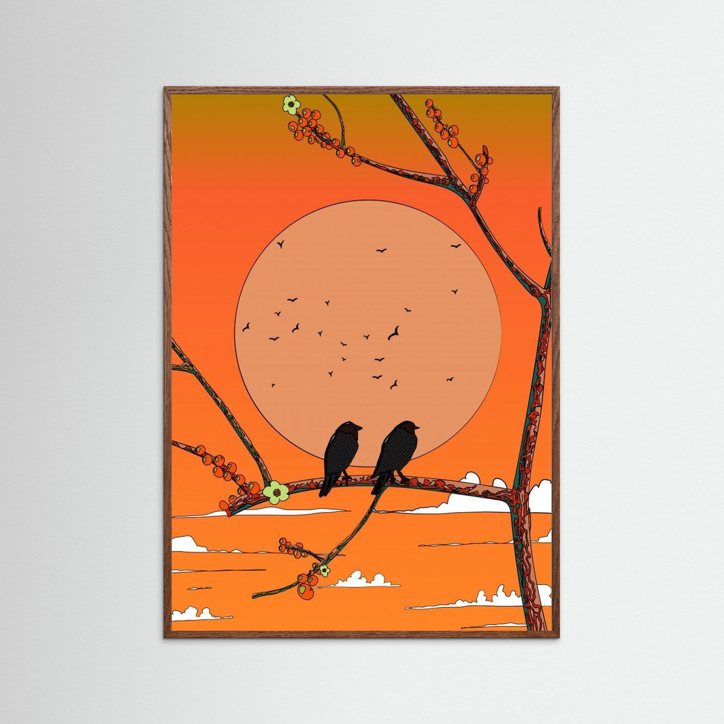 Birds in the sunset by NicholasFine Art Paper 